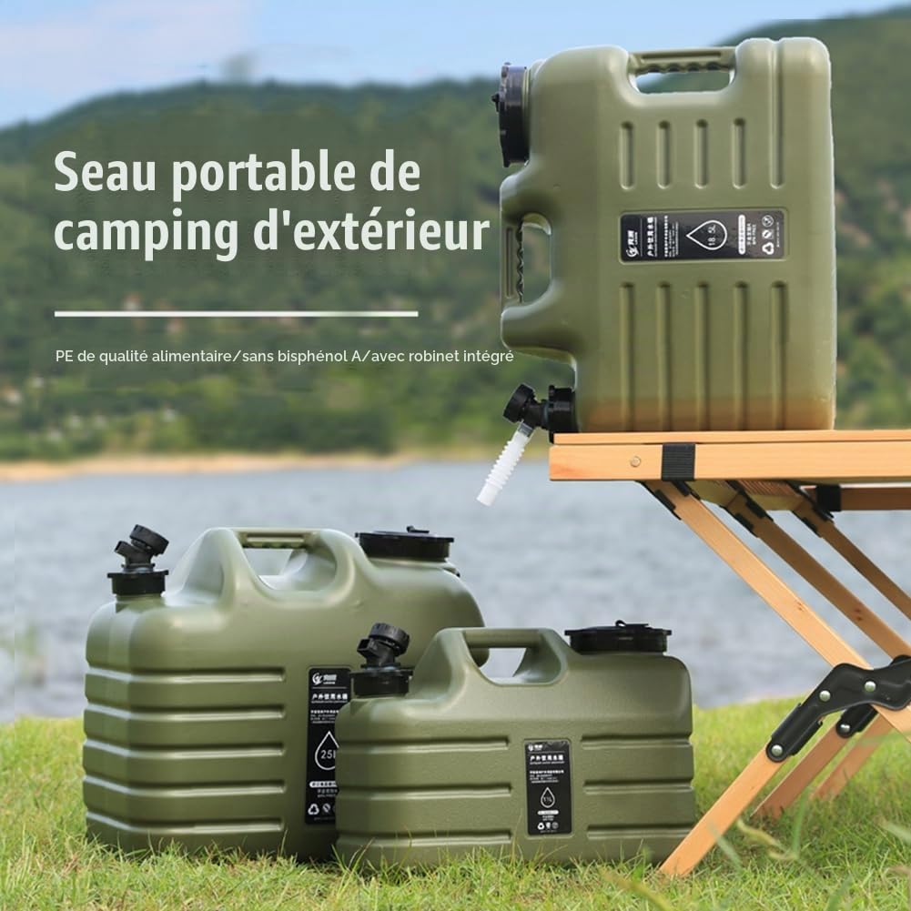 Reservoir Eau Camping Car,Portable Bidon d'eau avec Poignée,Jerrican Alimentaire avec Robinet,Bidon d'eau sans BPA, Parfait pour Voyage, Camping, Barbecue, Pêche