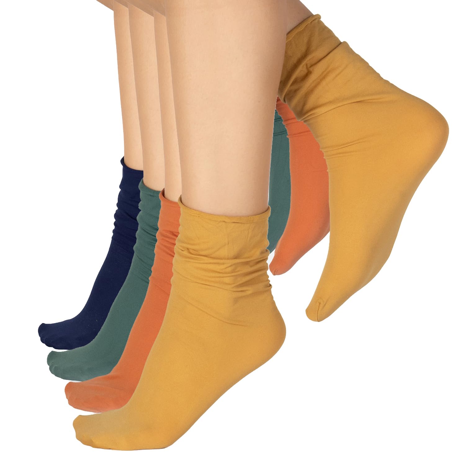 CALZITALY PACK 4/5 PARES Calcetines sin Puño Elástico, Calcetines Mujer, Mini Medias Opacas, Calcetines Rombos | Verde, Azul, Natural, Negro | Made in Italy