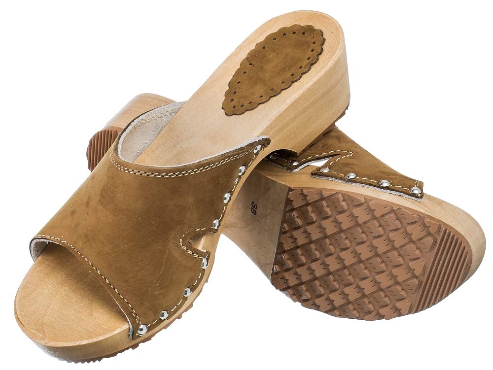 ESTRO Sabot en Bois Femme - Sabot Femme Cuir Confort Sabots Bois Sabots en Cuir CDL01