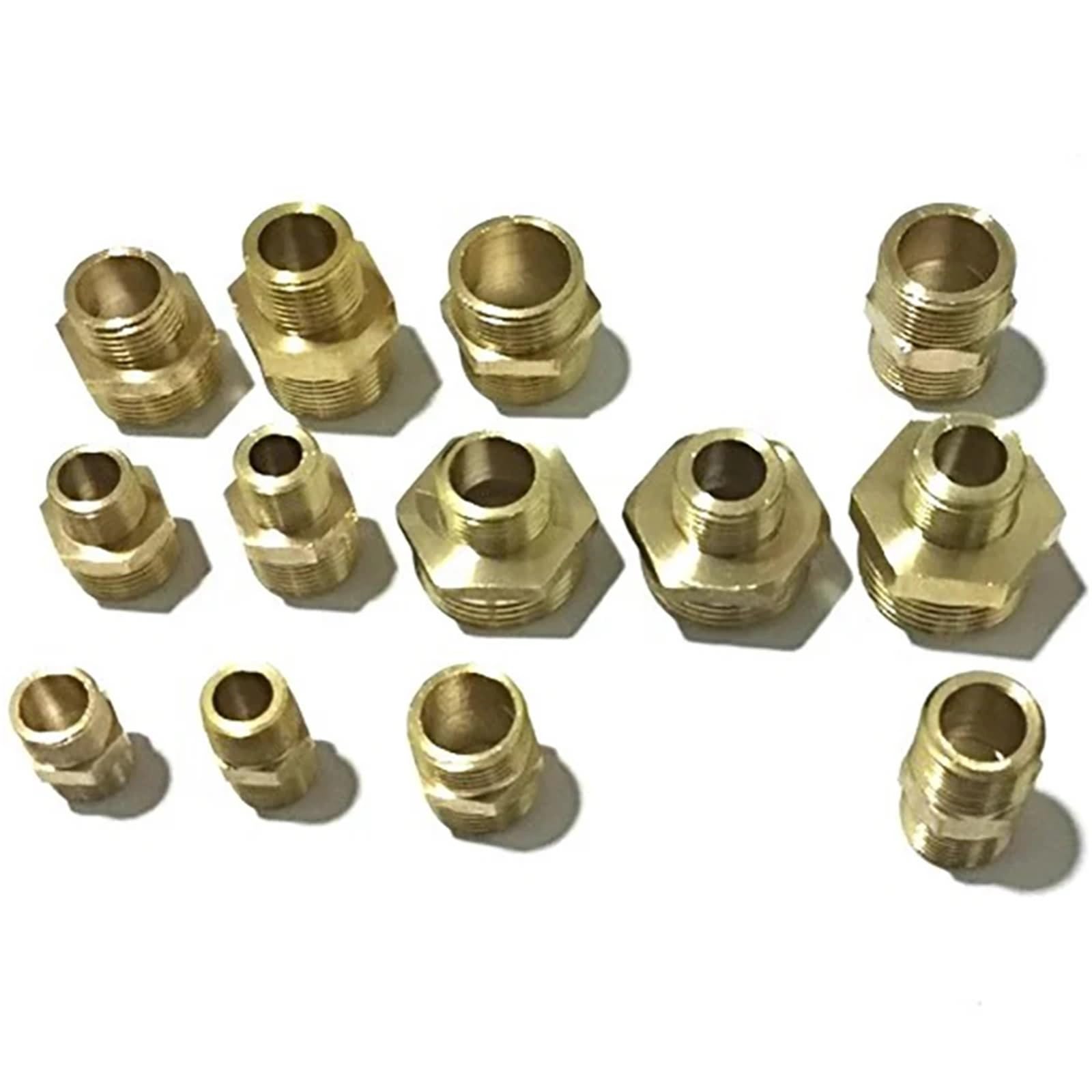 20 stücke Messing/Edelstahl Rohr Hex Nippel Fitting 1/8 1/4 3/8 1/2 BSPT Männlich Gleich Kupplung Reduzierung Kupplung Joint for Wasser Öl Gas(1l8-1l2 Brass)