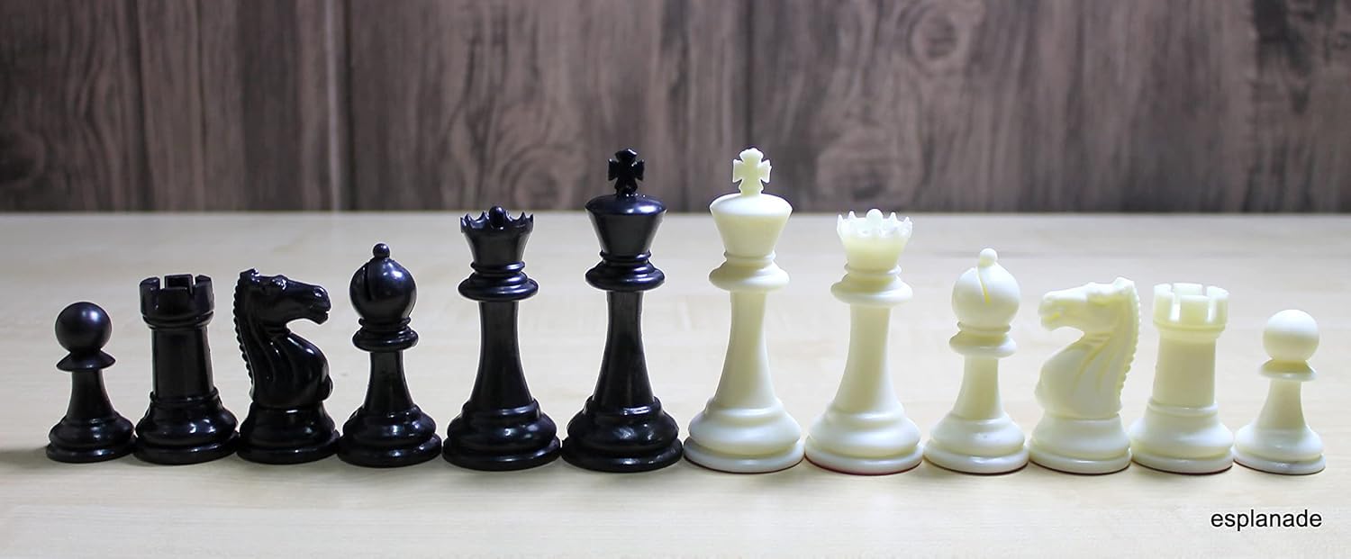 CRAZX Tournament Chess Pieces (with Two Extra Queens) Chessmen Staunton Coins (3.75" Inch King Height) - 650 Grams 2