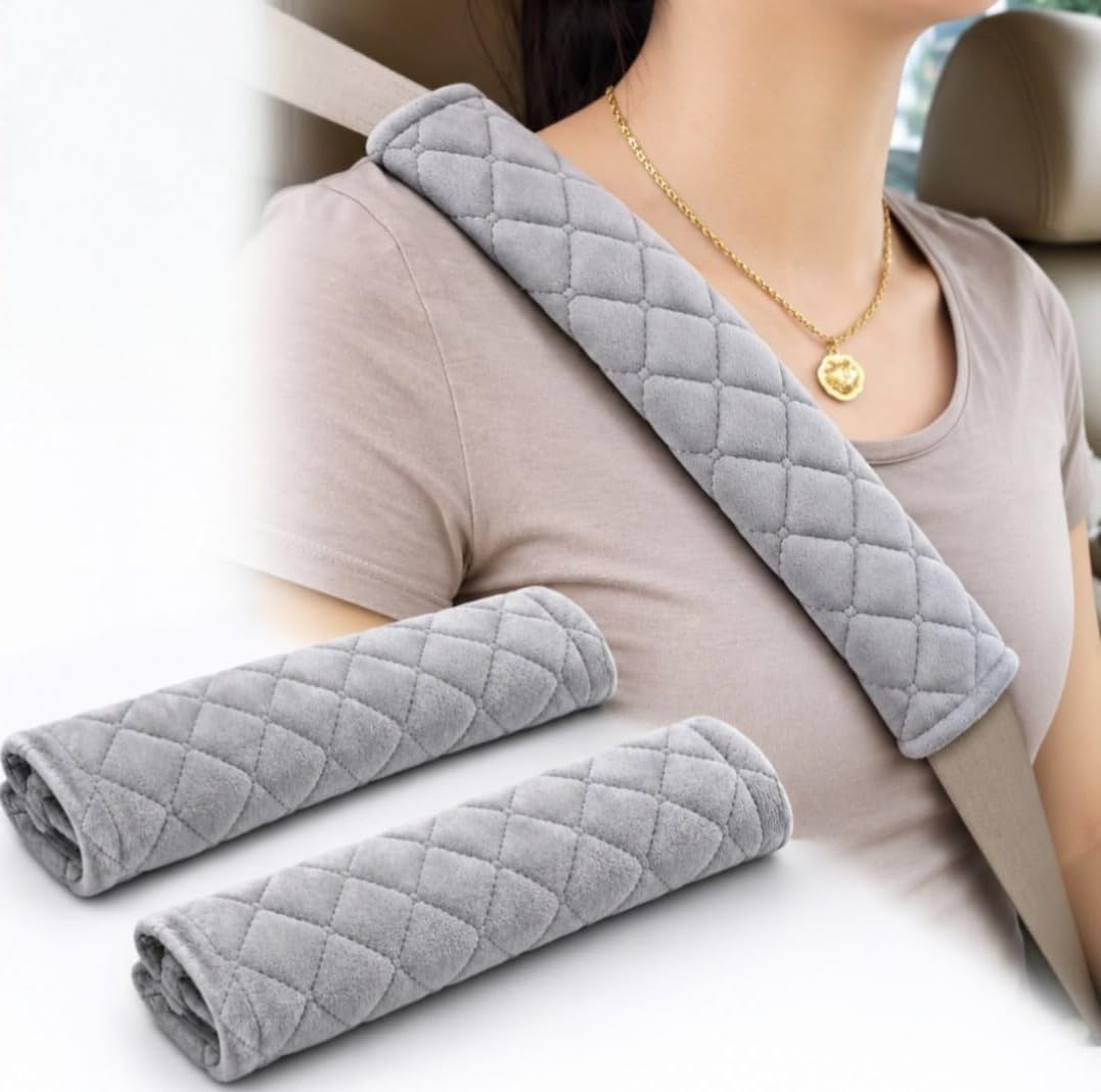 Car Seat Belt Shoulder Pad Cushions with Quilted Soft Fabric - 2 Pack Universal Seat Belt Cover for Neck Comfort and Pressure Relief | Breathable Strap Protector for Cars, Kids and Adults-image-32