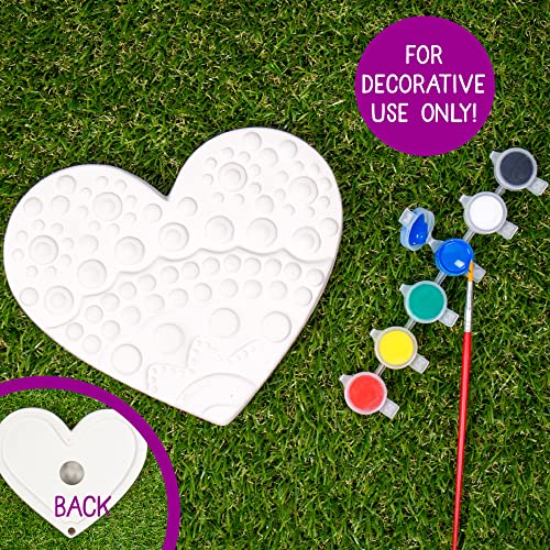 Image of Creative Roots Mosaic Heart Stepping Stone, Includes 7-Inch Ceramic Stepping Stone & 6 Vibrant Paints, Mosaic Stepping Stone Kit, Paint Your Own, DIY Stepping Stone Kit for Kids Ages 8+