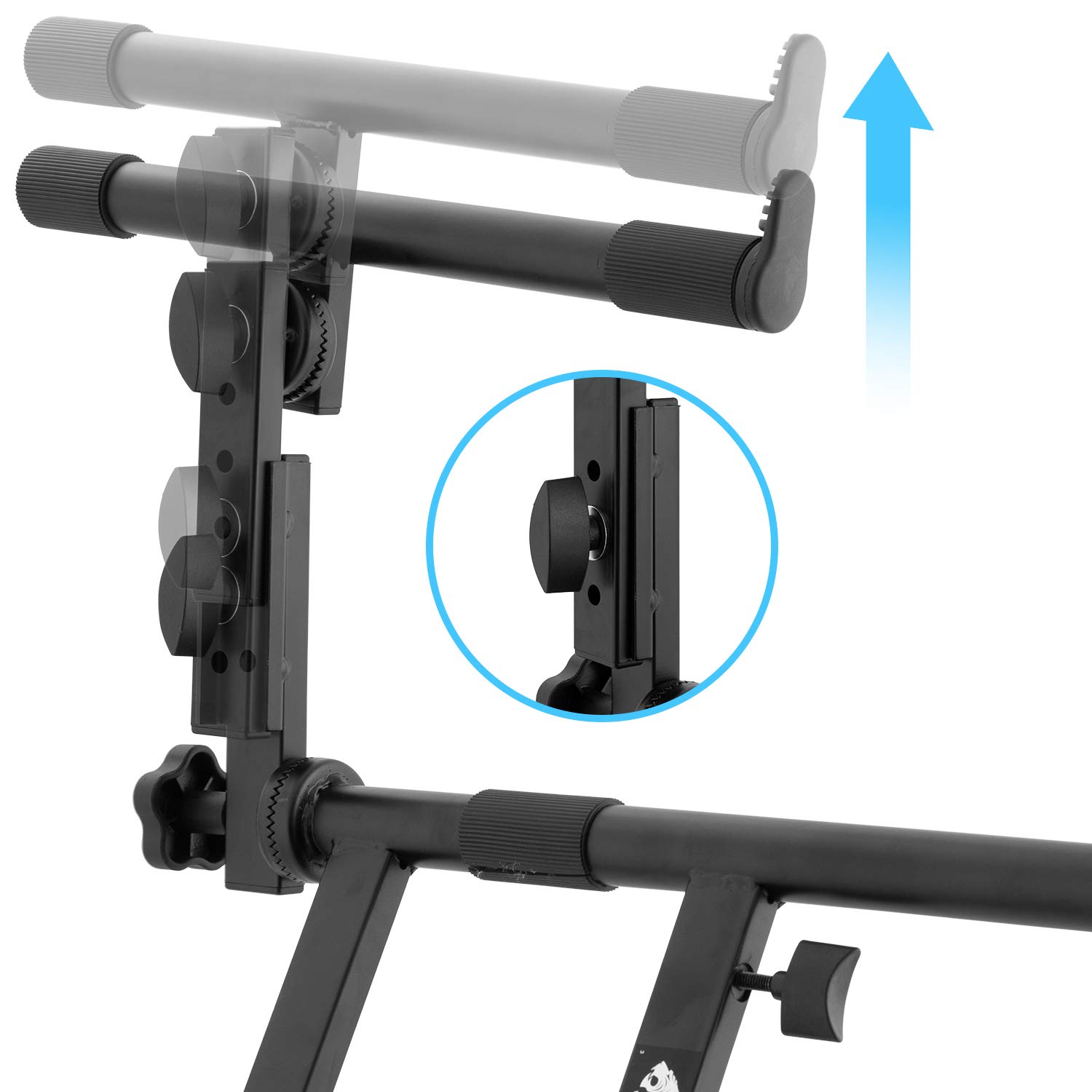 Tiger KYS56-BK Support de Clavier en X à Double Renfort, 2 Niveaux - Noir