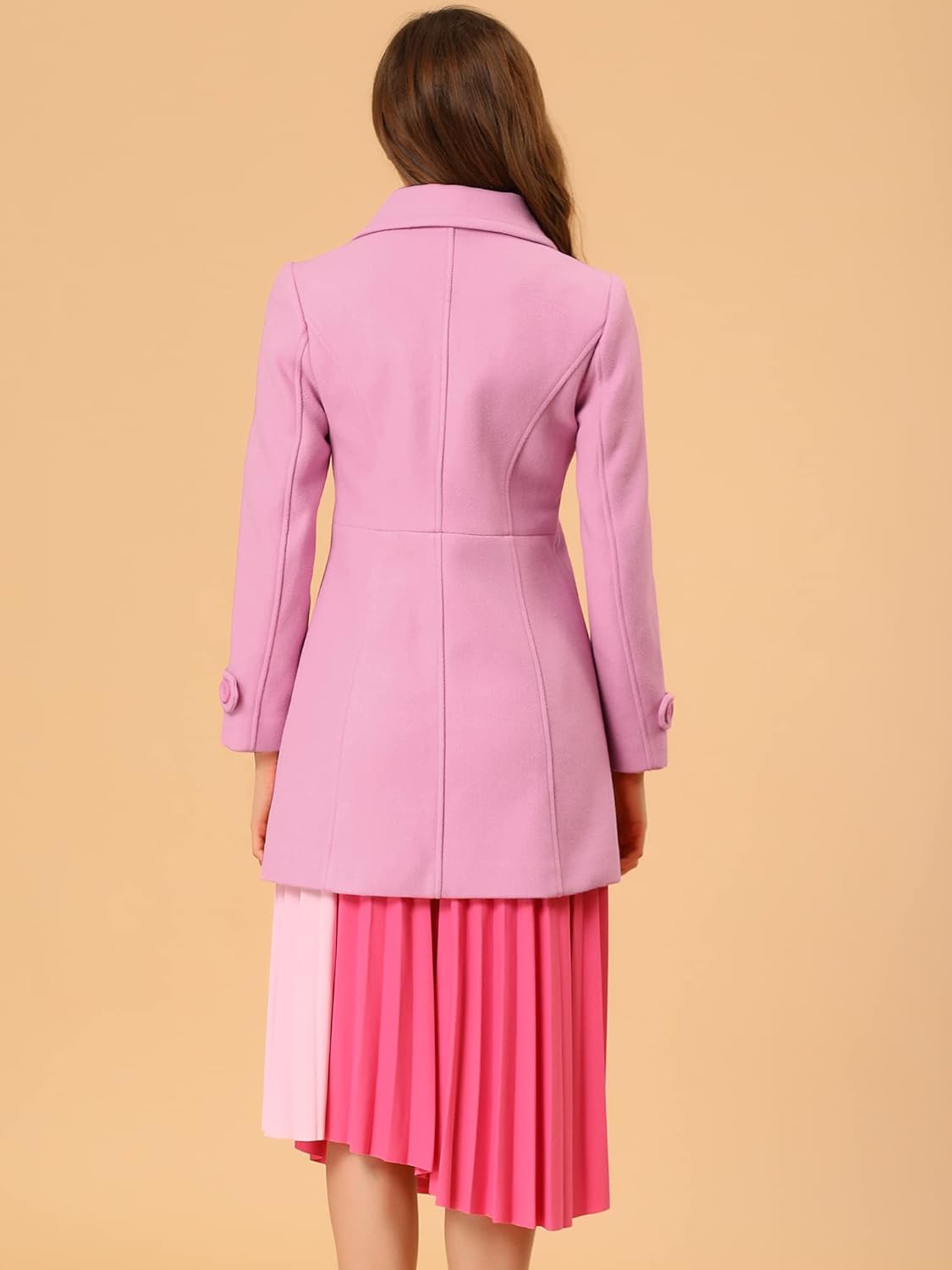 Allegra K Womens Peter Pan Collar Overcoat Fall Winter Dressy Single Breasted Long Coat