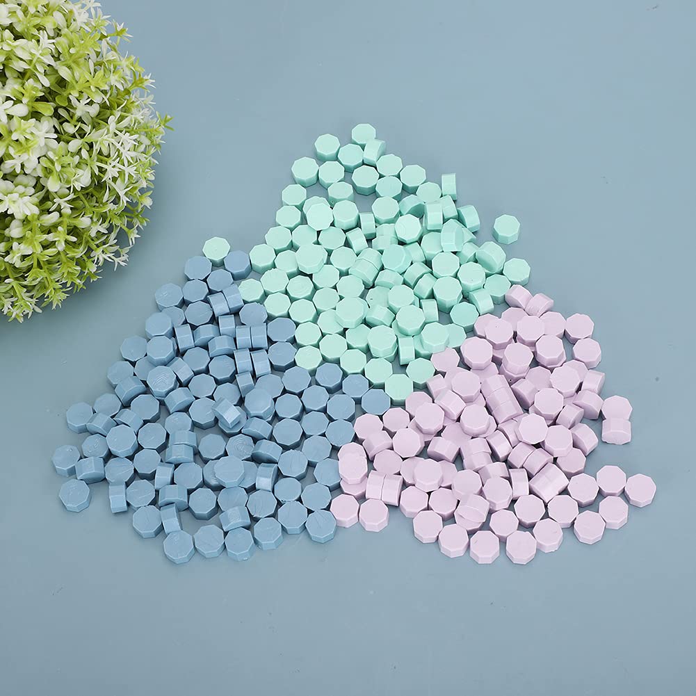 300 Perles Cire à Cacheter Vert Sauge - Format Octogonal 9mm - Pour Lettres, Invitations Et Artisanat