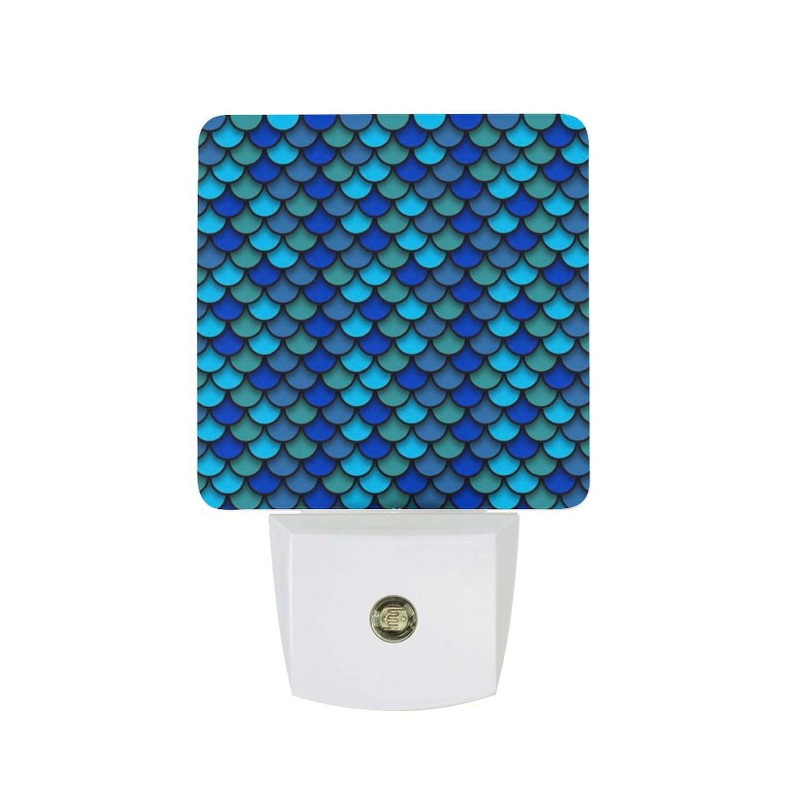 Nqrxadcrt Style Blue Pattern Of Fish Scales Night Light Plug In Wall Lights Bedside Lamp Bedrooms Home Hallways Decoration