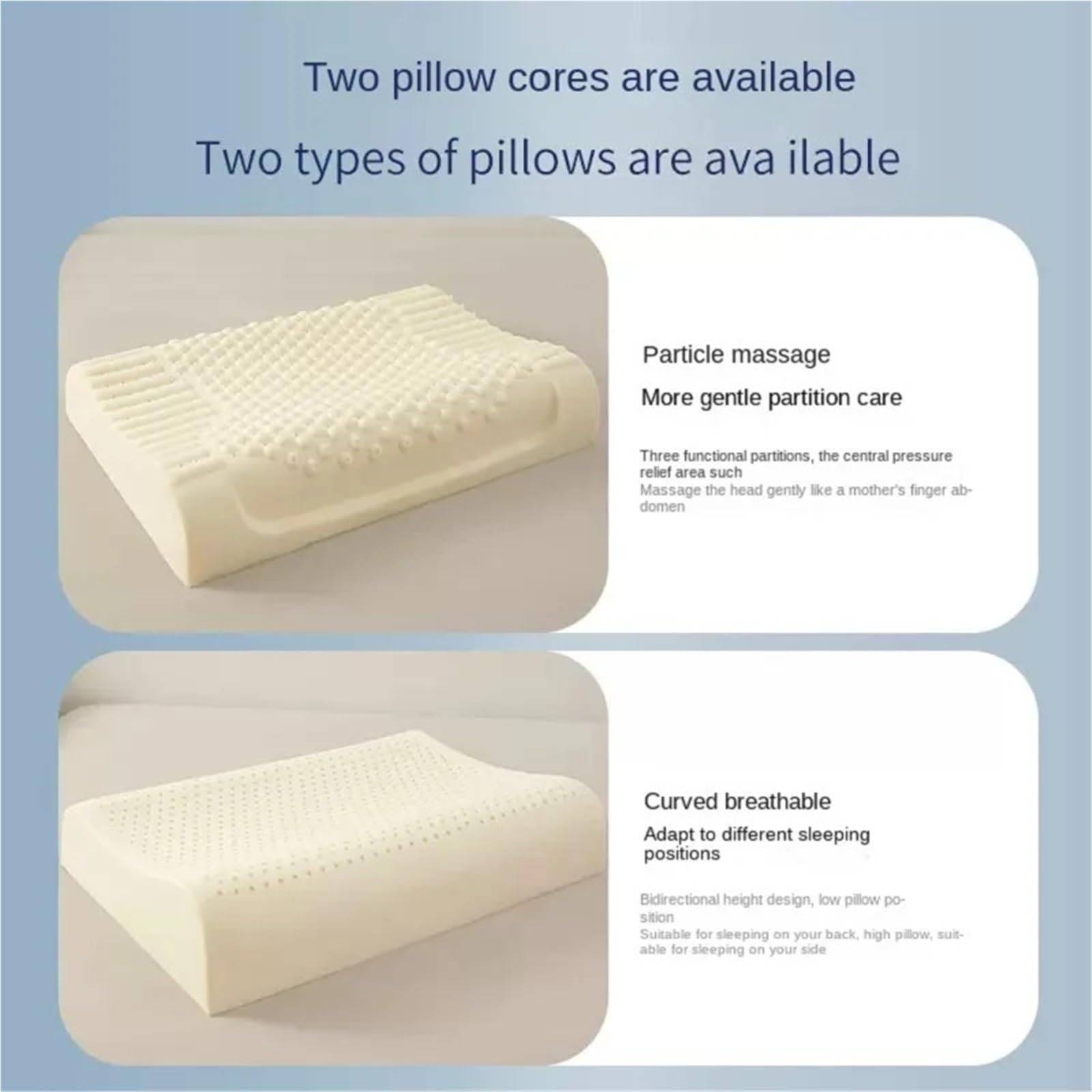 Almohada Latex Latex Pillow Slow Rebound Health Care Memory Foam(Light Grey)