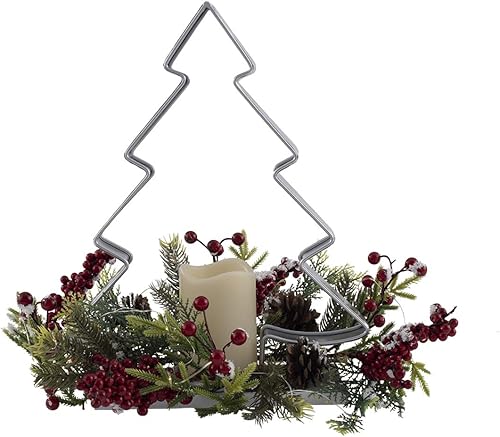 Centro de mesa navideño con luz LED, contorno de árbol de Navidad