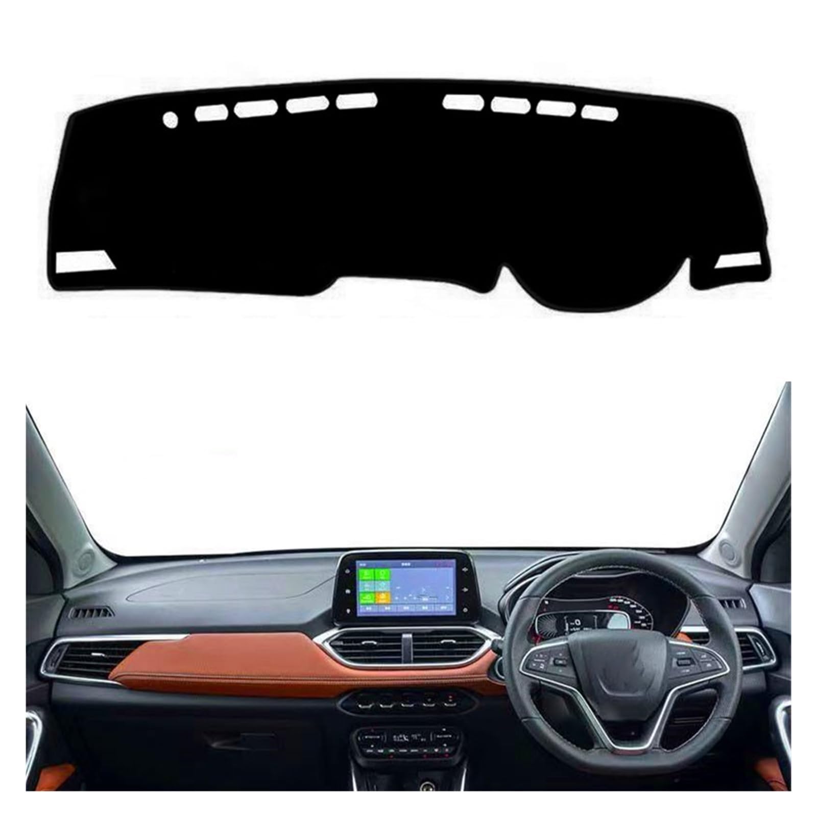 Interiores Fundas Salpicadero Alfombrilla Protectora para Salpicadero para Chevy Groove 2017-2023 Antirayos UV Parasol Estilo Coche(Black(Black Edge) RHD)