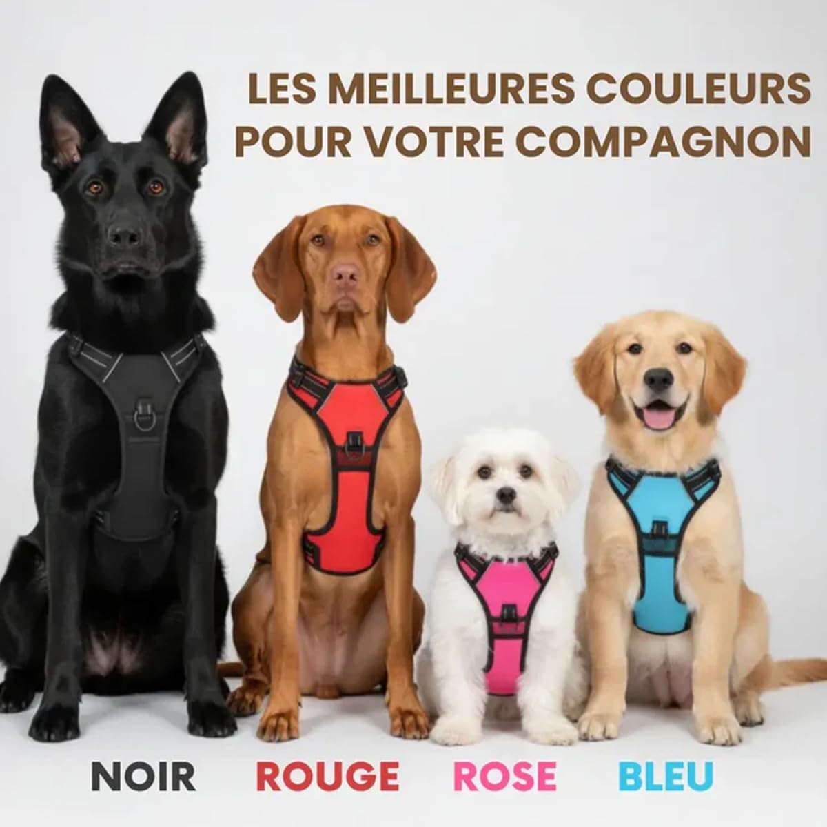 Harnais Anti Traction Elyo pour Chien, Harnais De Chien Anti-Traction Réglable Respirant, (Rouge, M(7,5 à 17,5 kg))