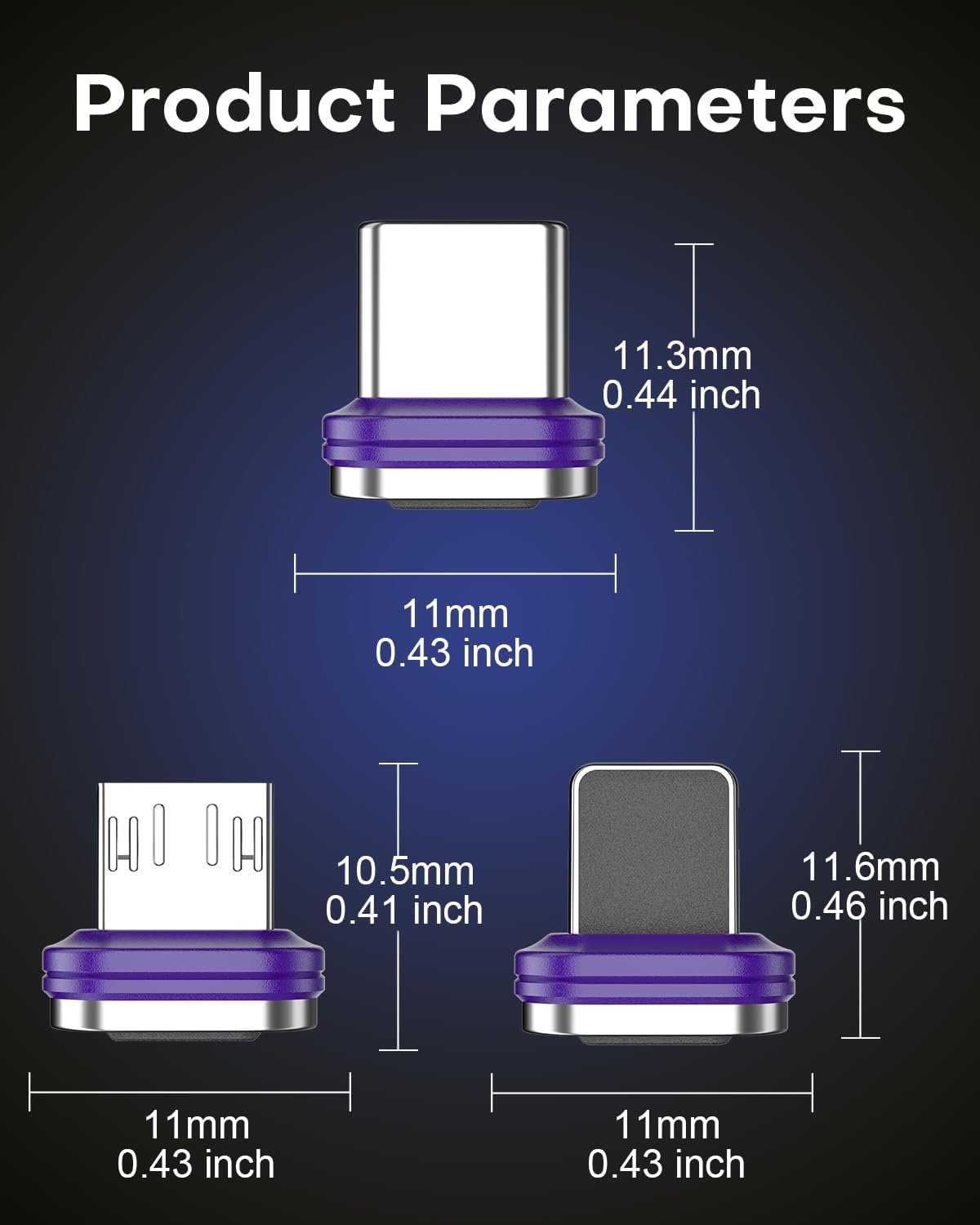 Magnetic 16-Pin Lightning Connector Tip, 240W PD Fast Charging 480Mbps Data Transfer, Anti-Arc Design, 3rd Gen Neodymium Magnet, for 16PIN Magnetic Adapter, iPhone iPad, 3Pack