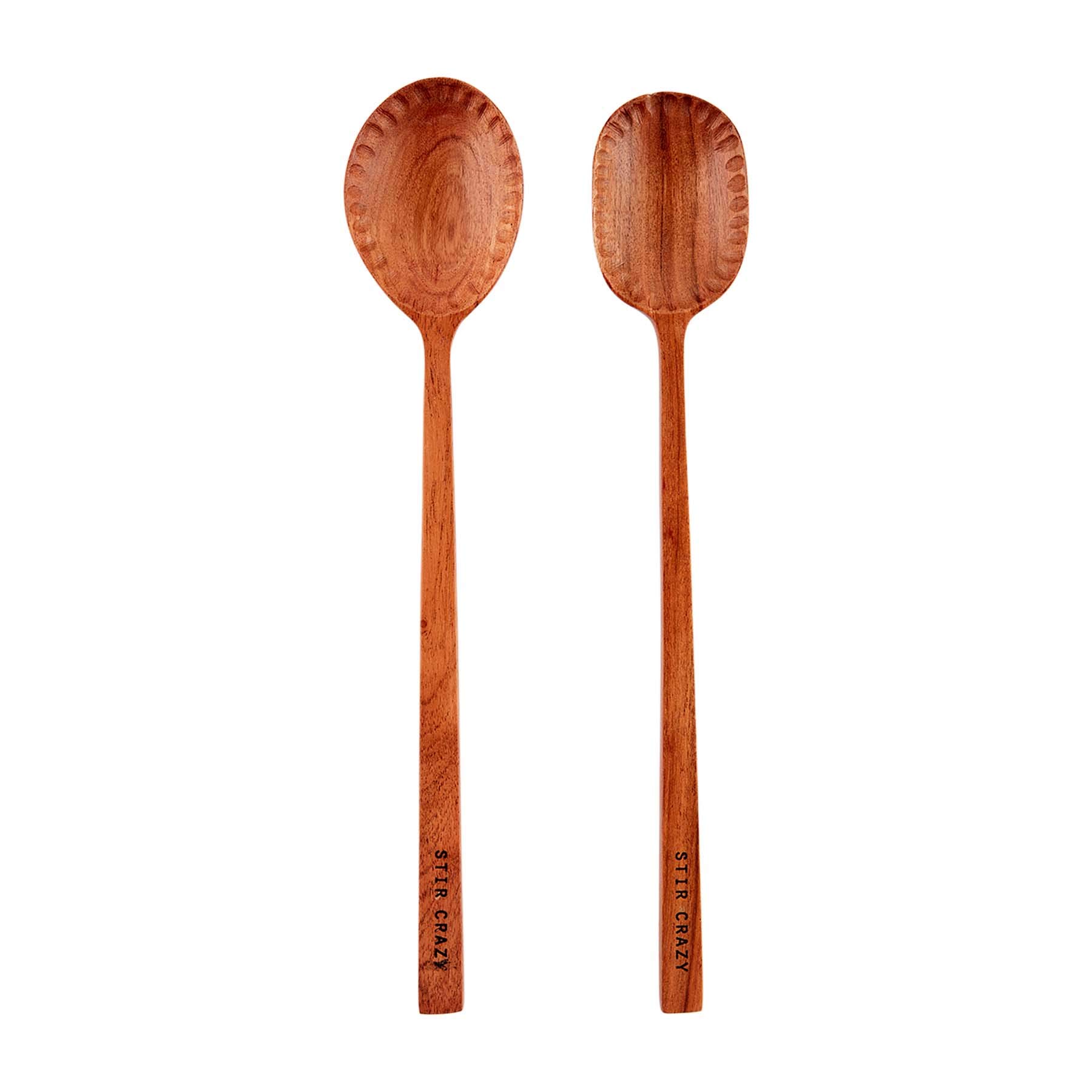 Mud Pie Wood Serving Set, 14", Stir Crazy