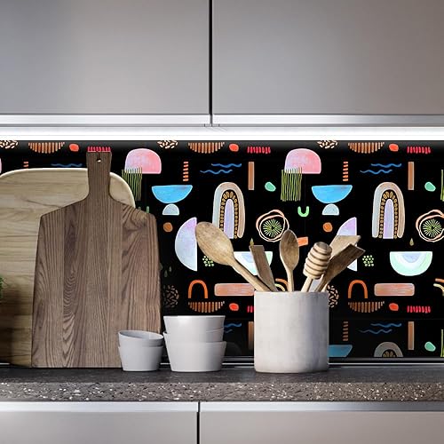 Miniatura 4 de Papel tapiz pintado a mano de grafiti para despegar y pegar, papel de contacto geométrico abstracto, extraíble, impermeable, papel tapiz decorativo