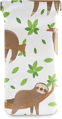 HUSSRITY Eyeglasses Case Lazy Sloth Sunglasses Pouch Soft PU Leather Squeeze Top Eyeglass Holder Portable Glasses Case For Women Men