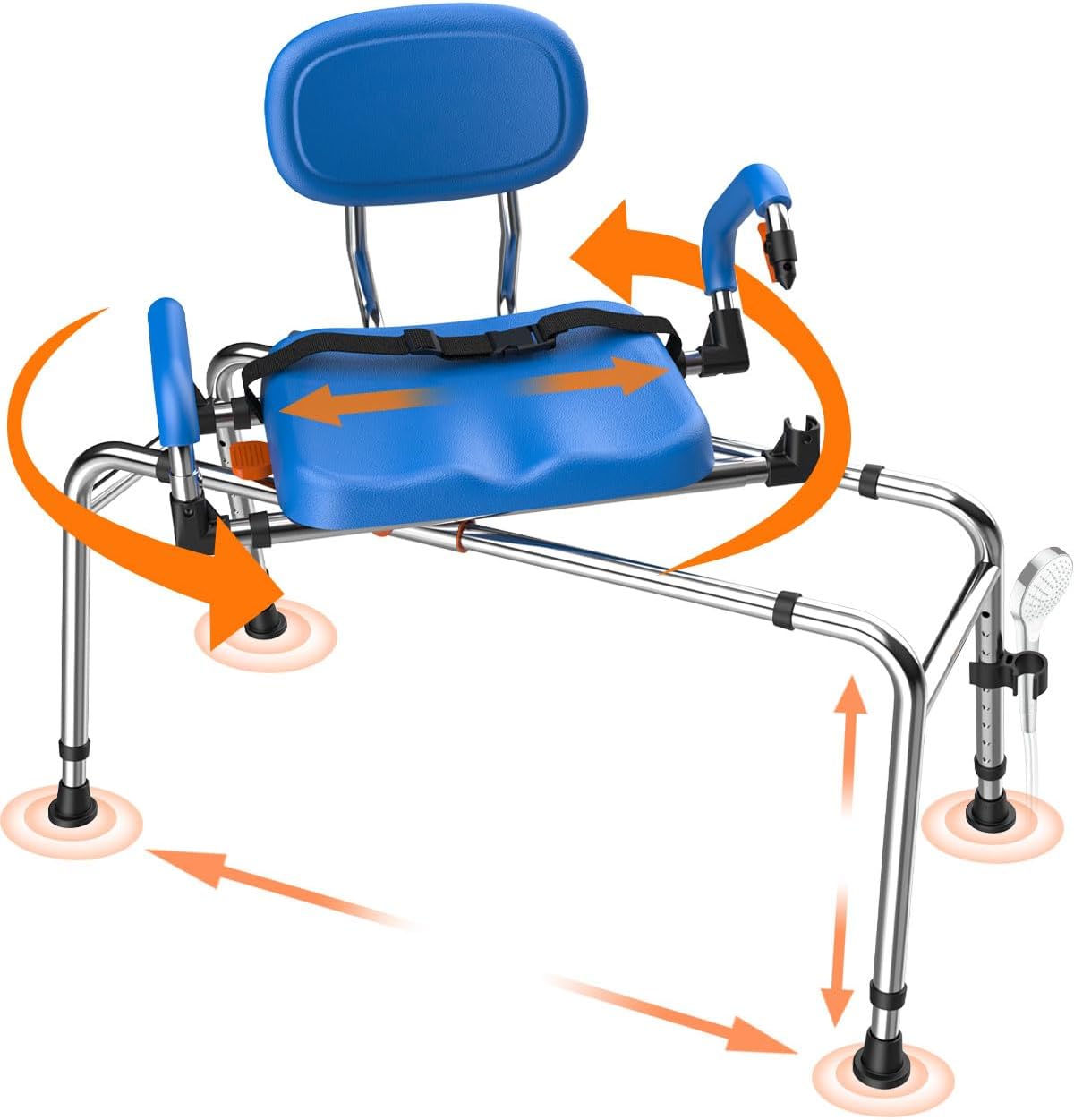 Sliding Shower Chair with 360 Swivel Seat