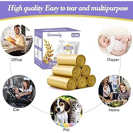 3 Gallon 180pcs Small Gold Trash Bags(Fit 2.6-3.2 Gal) Plastic Strong Gold Garbage Bags, Bathroom Trash Can Bin Liners, Waste Basket Liner, Fit 10-13 Liter, 2.5-2.6 Gallon,3.2Gallon(3-Gold180)