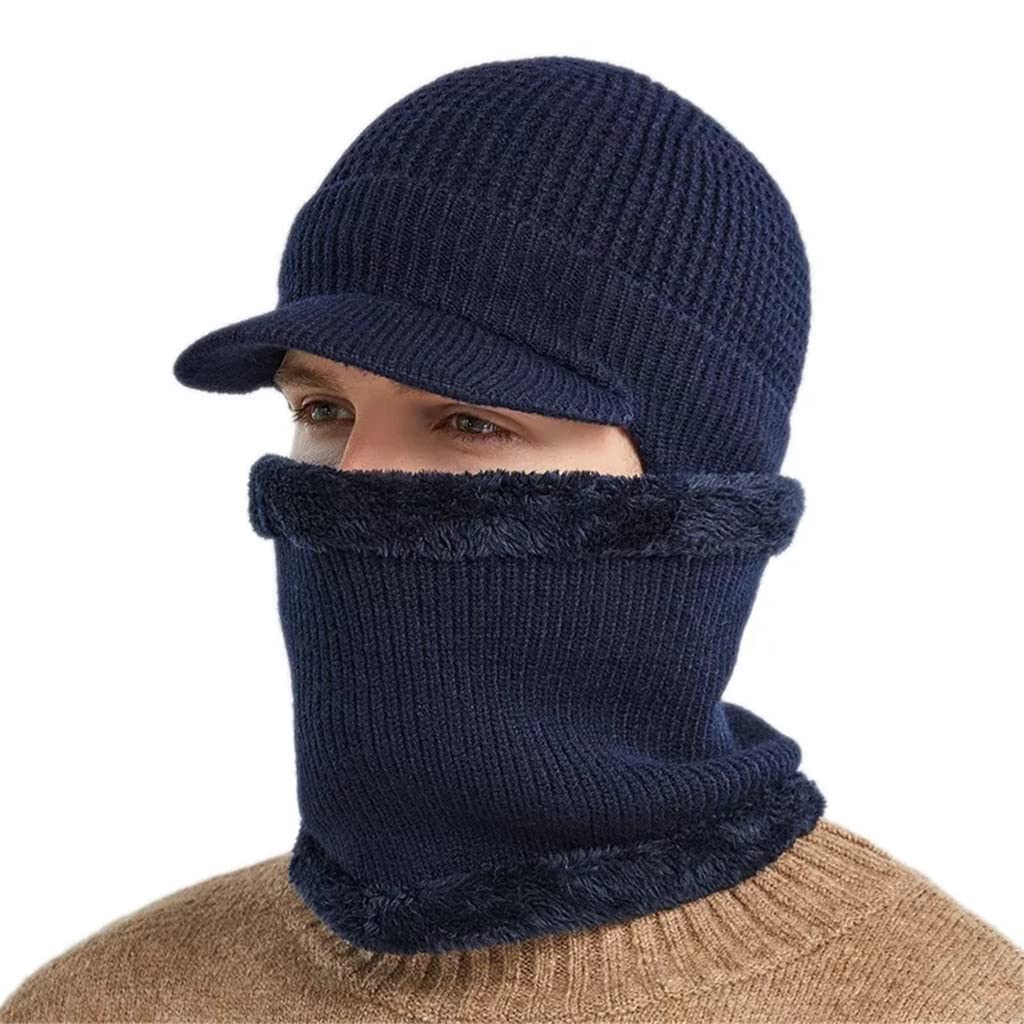 Amazon.com: ZUIAI Man Winter Hat Set with Neck Warmer Scarf Male