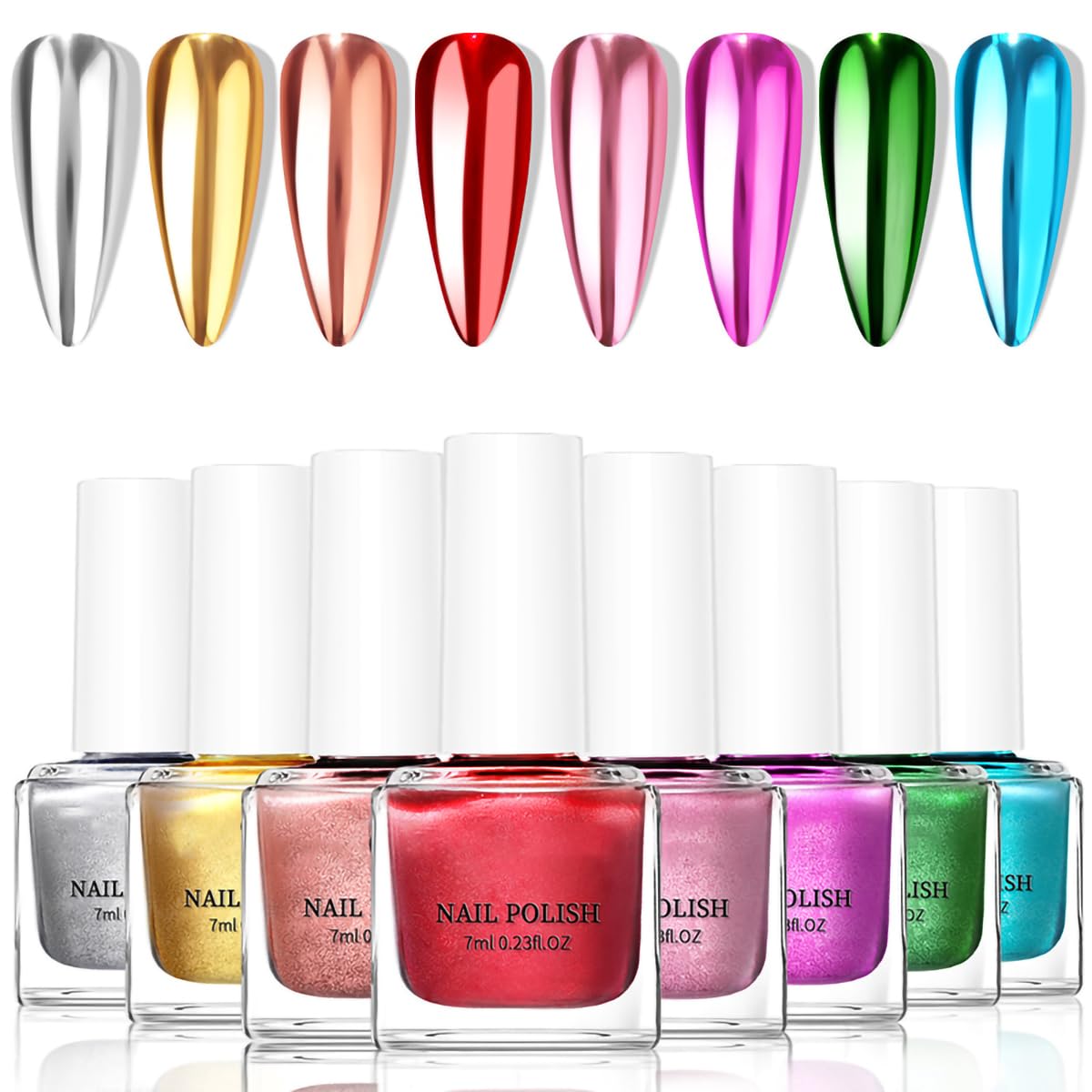 Amazon.co.jp: ミラーネイルポリッシュ 8色セット メタリックネイル