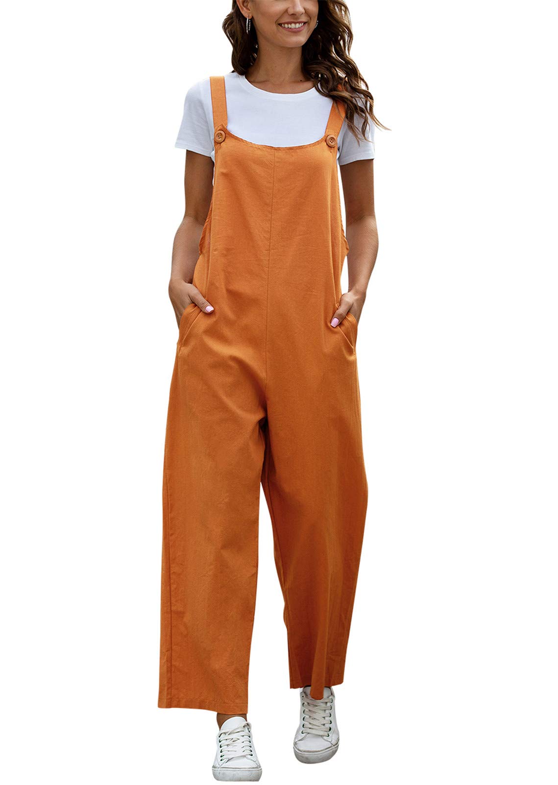 SotRong Mono Mujer Casual Ajustable Correa Rompers Flojo Retro Harem Mamelucos Jumpsuits Overalls con Bolsillo