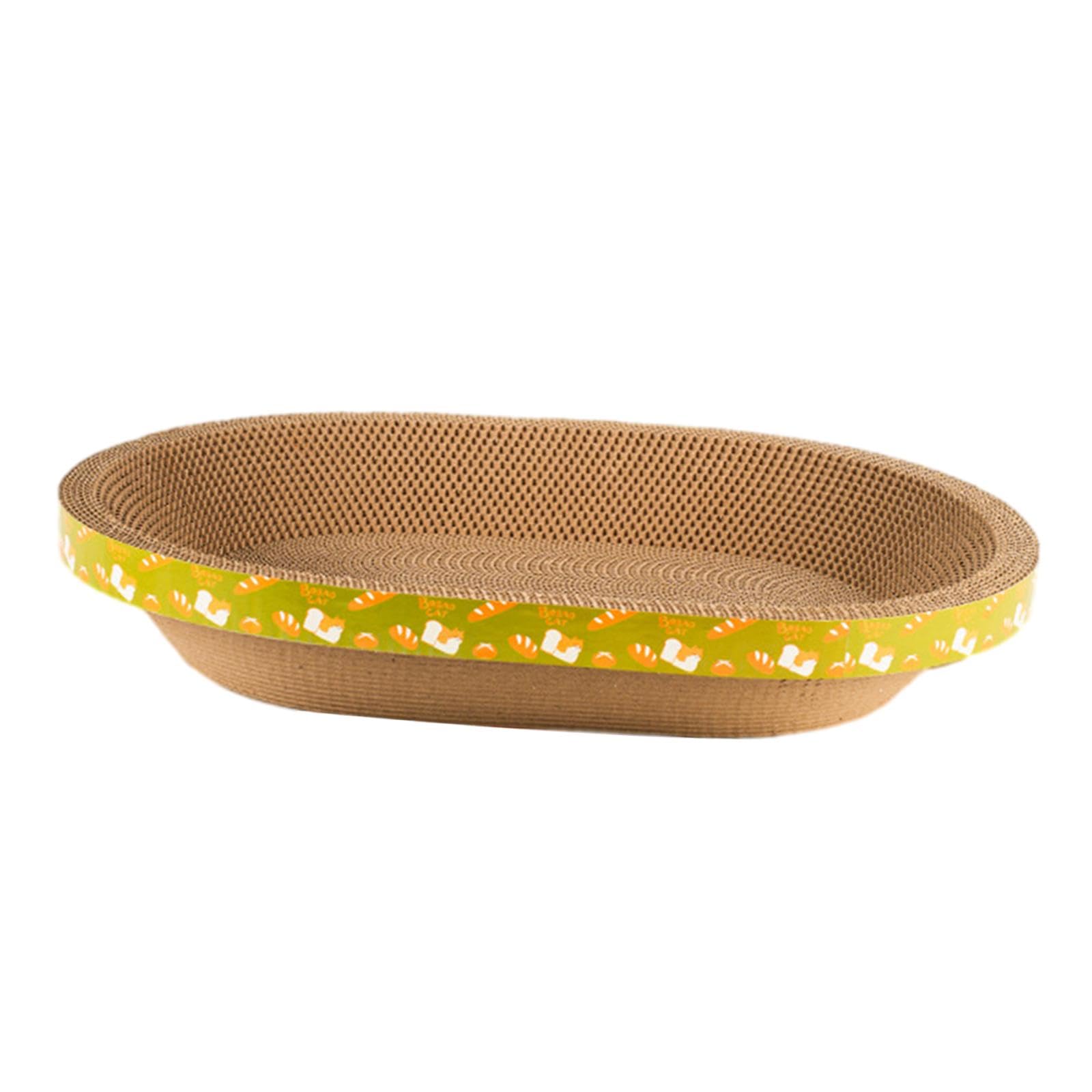 Baoblaze Corrugated Cardboard Scratch Pads Oval Cat Scratcher Cardboard Round Cat Scratching Lounge Bed Cat Training Scratching Toy for Kitten Furniture Protection (Green-58cmx40cmx9cm)