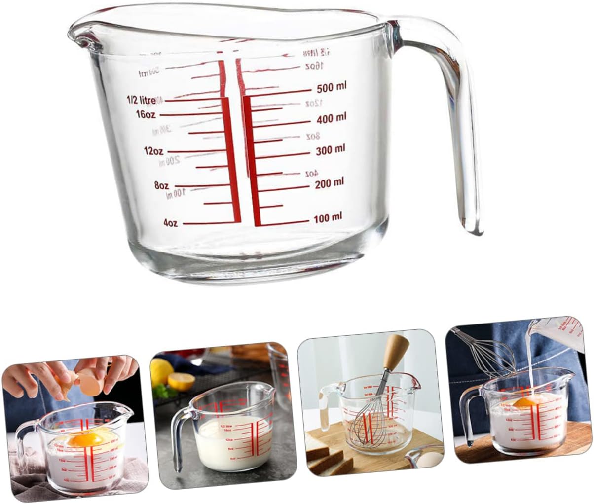 Garneck 1pc Glass Measuring Cup Transparent Baking Tool Capacity Easy to Clean Scale Design for Accurate Measurement Kitchen Cooking and Baking