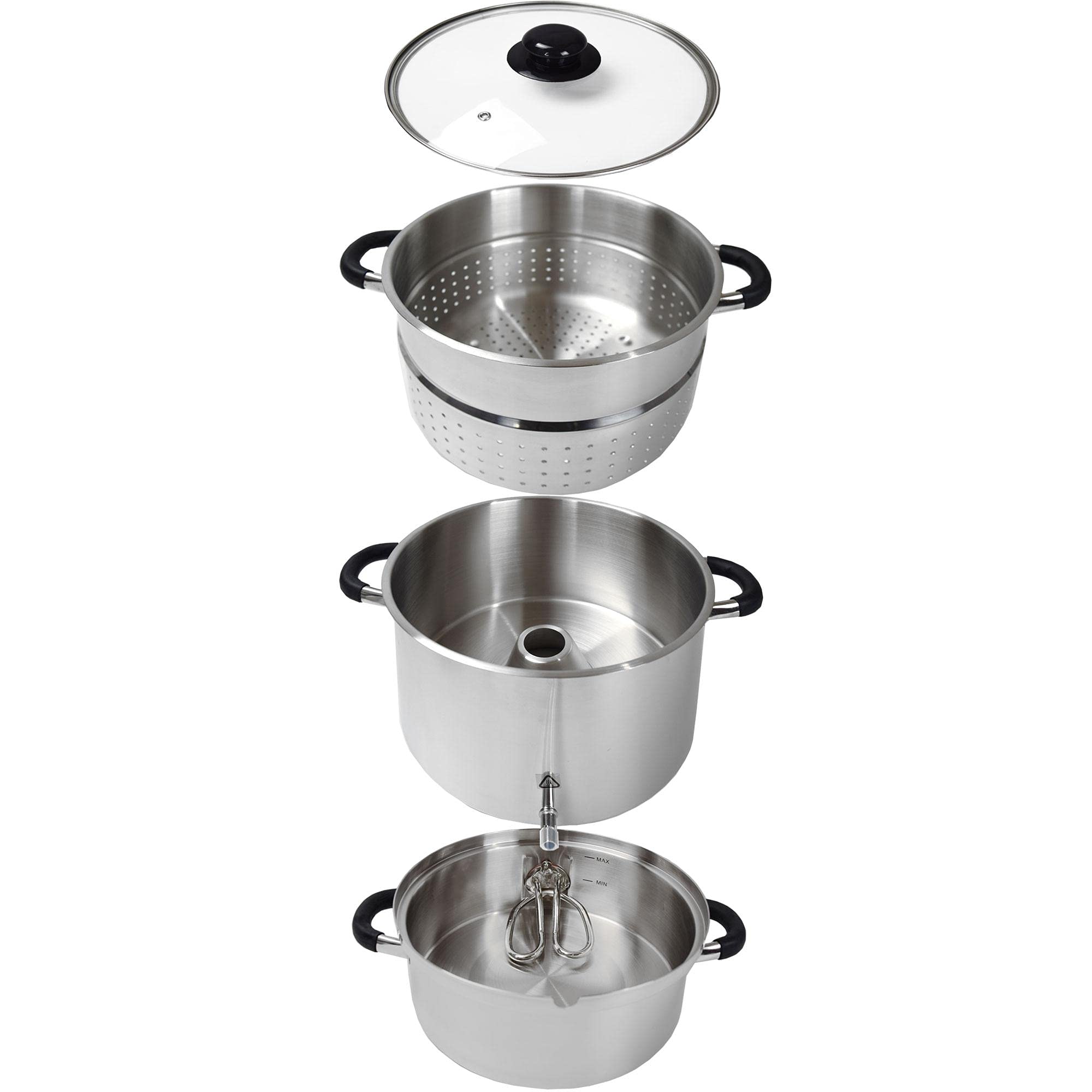 Syntrox Germany mobiler Dampfentsafter aus Edelstahl mit Glasdeckel 1500W 8.5L
