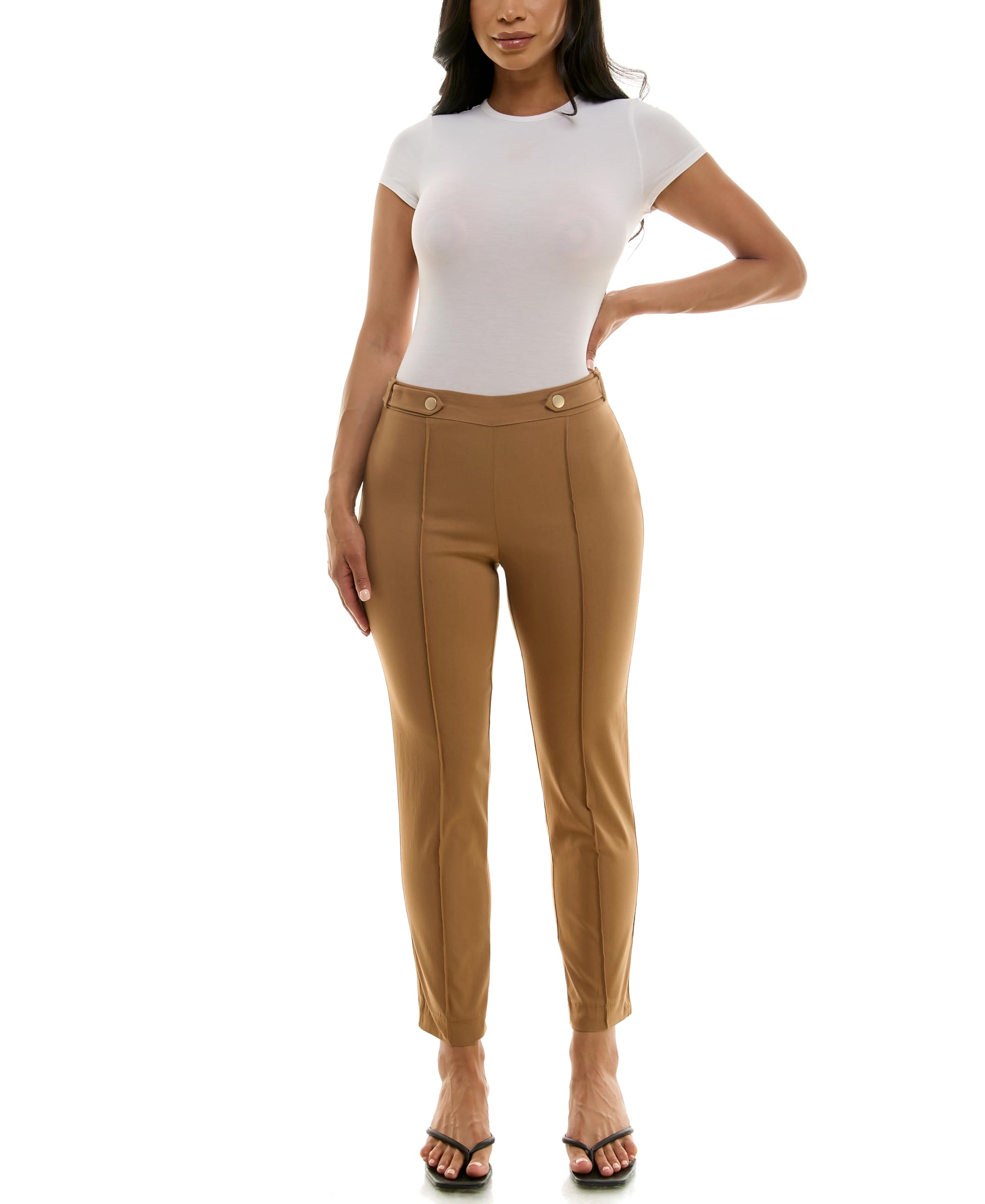 Zac & Rachel Women's Pull-on Ankle Length Pant with Front Seam and Waist Button Tab's