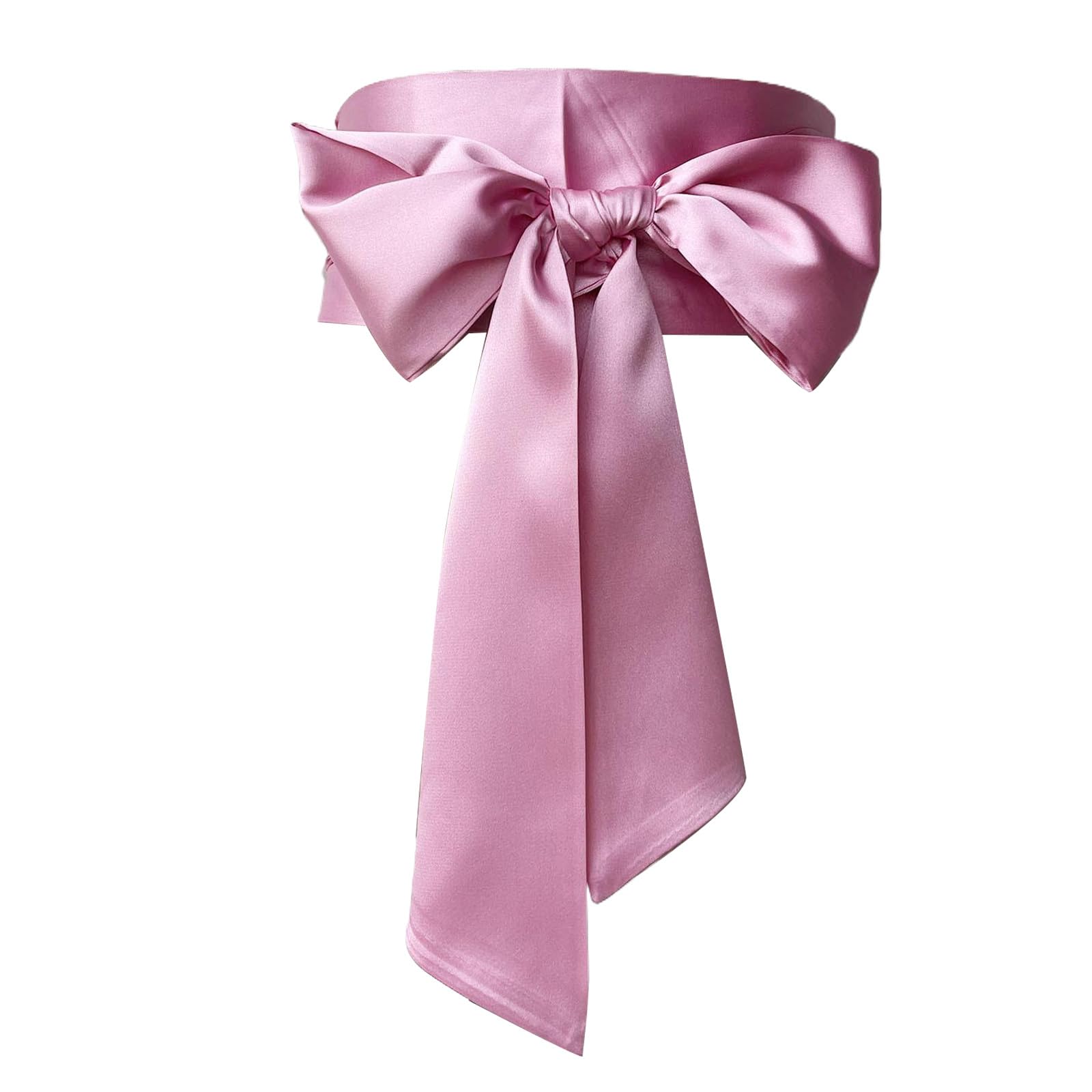 Yyyhuii Women's Peach Powder Ribbon Waistband Wide Belt Dress Bowknot Sash Corset Belt For Weddings And Parties 250Cm Long Solid Color