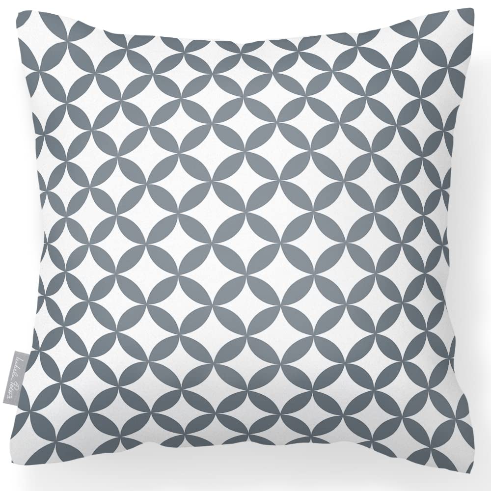 Izabela Peters Bahia - Grey & White Waterproof Outdoor Cushion, 43 Cm, Filled, For Garden Furniture, Seats And Chairs