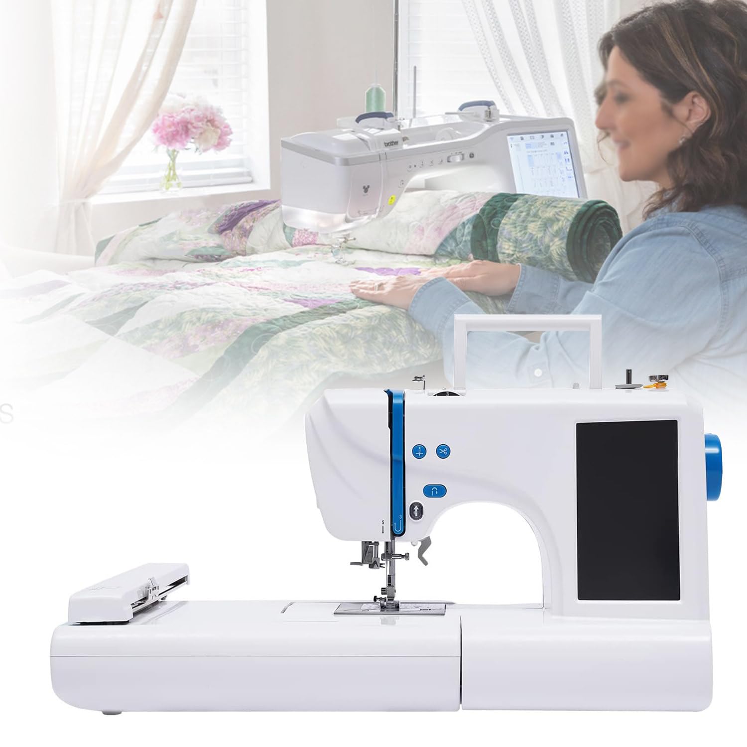 Macchine per Cucire e Ricamo, computerizzate per Principianti 75 Disegni incorporati, con Area di Ricamo da 4" x 9,2" e Ampio Touch Screen LCD