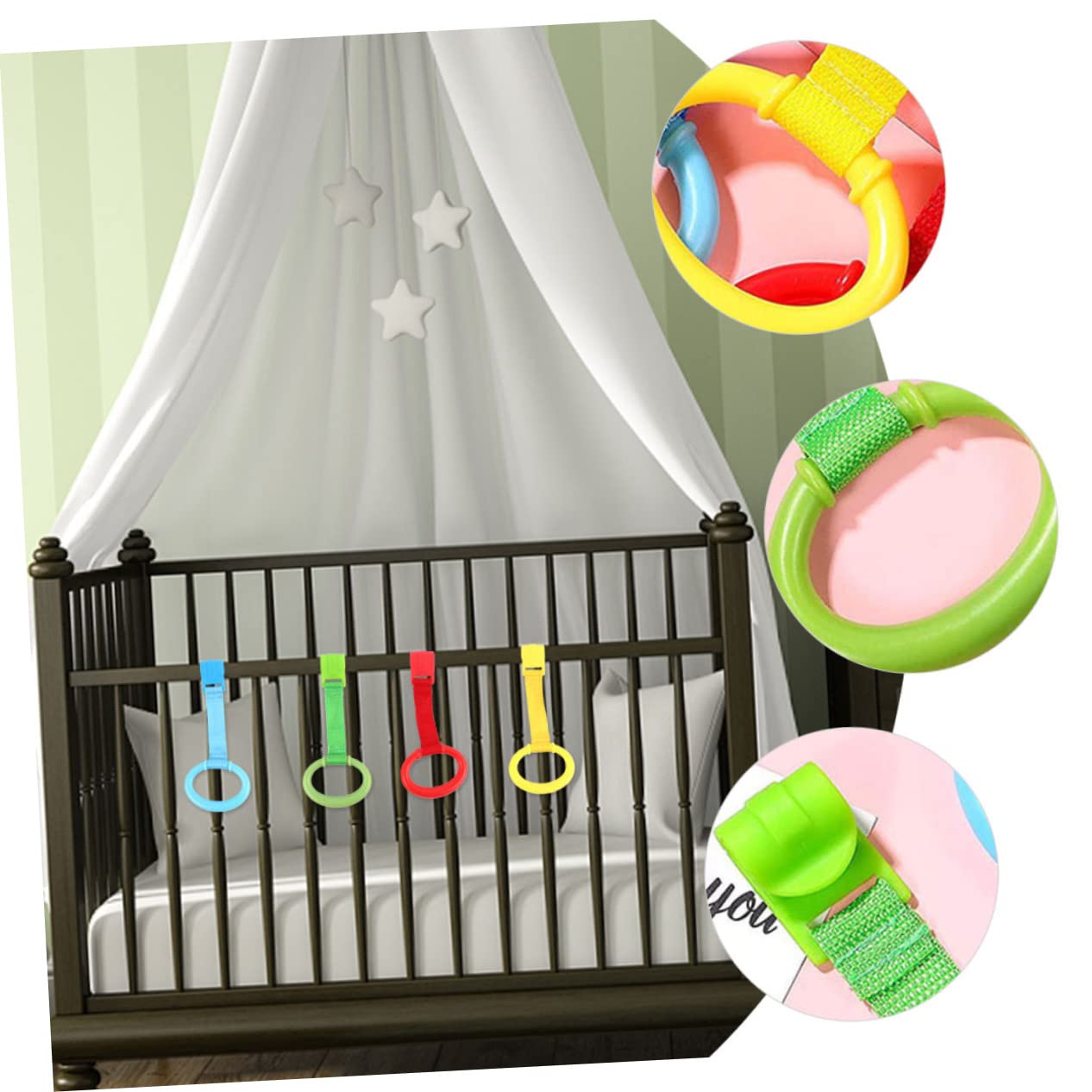 Vaguelly Safety Stand Ring for Boys and Girls 6pcs Baby Pull up Bar Toys Crib Grab Ring for Tools