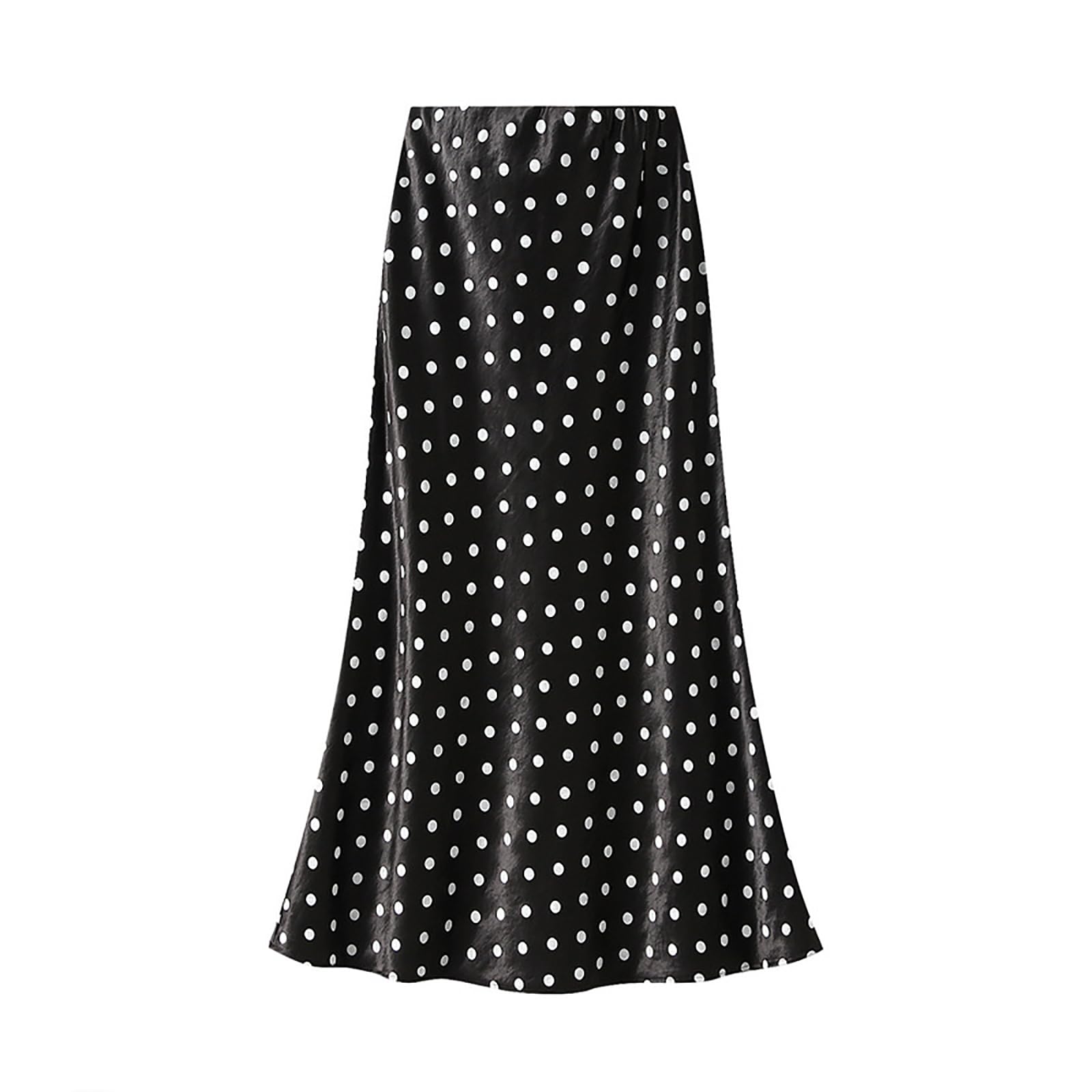 CORIRESHA Womens Elegant Polka Dot Skirt Elasticized Waistband Flowy Maxi Satin Skirt
