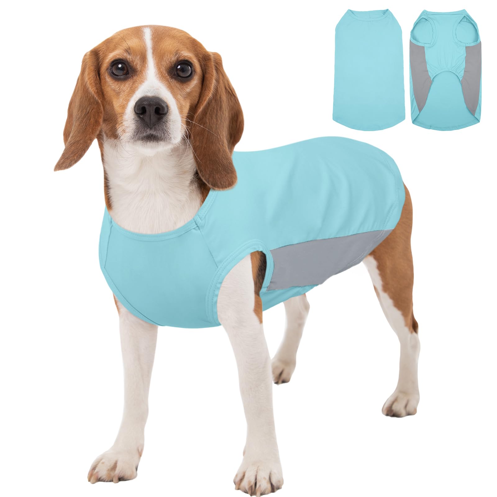 Kuoser Dog Sun Protection Vest, Lightweight Summer Dog Clothing Shirt, Breathable Cooling Vest for Medium Dogs Outdoor Walking (Blue, M)