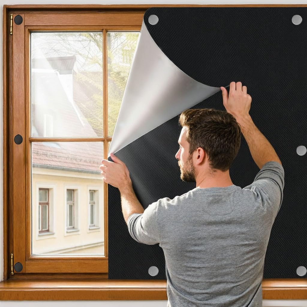 ZOYIZEN Magnetic Blackout Blinds 230x145cm, Blackout Curtains for Bedroom, 420D Waterproof Oxford, No Drilling, Black out Window Cover Suitable for Windows Any Shape