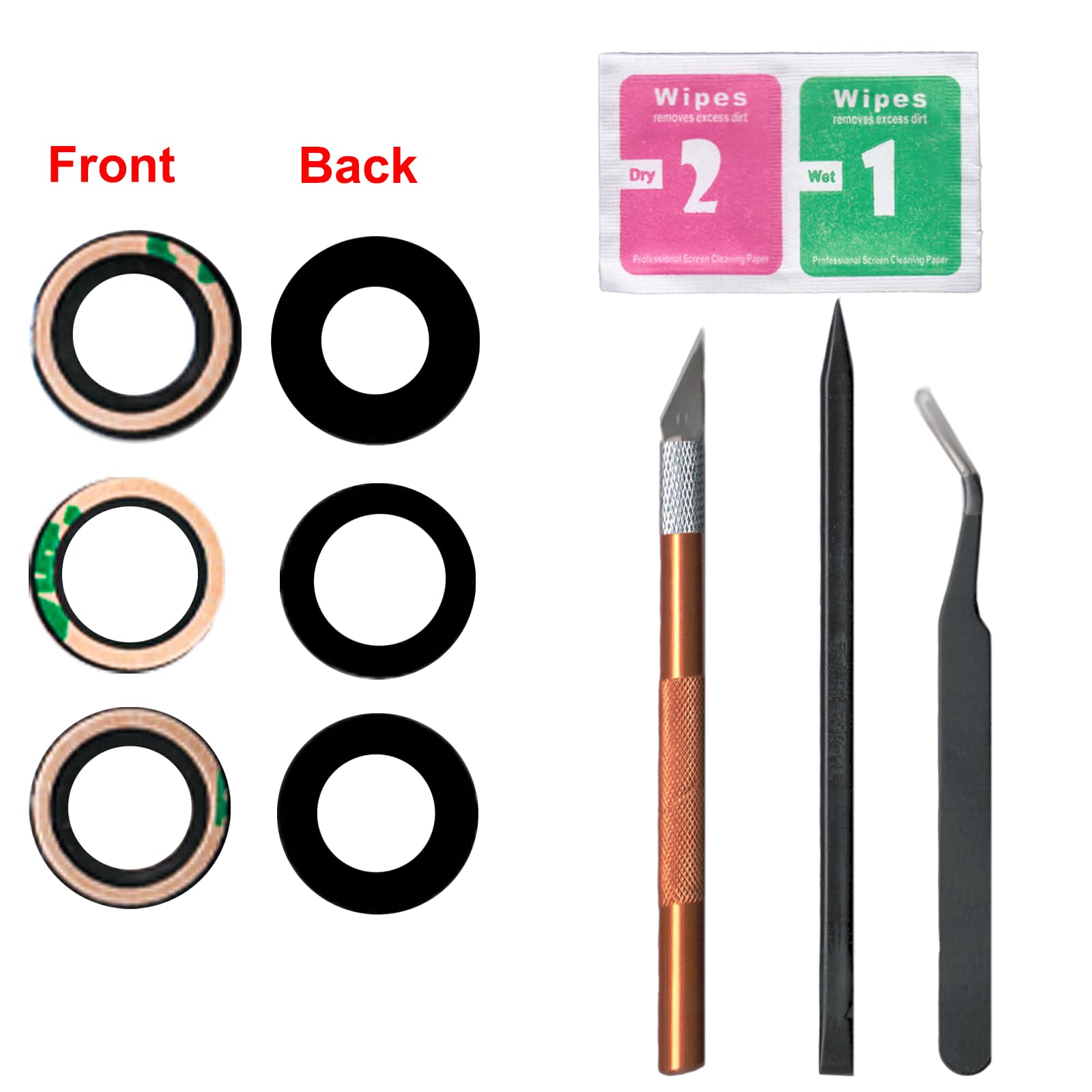 EmmaHelp 5set Back Camera Glass Lens For IPhone 14 12 11 13 Pro Max Plus X XS XR 8 7 Rear Cover Lens Big Camera Glass 3M Sticker