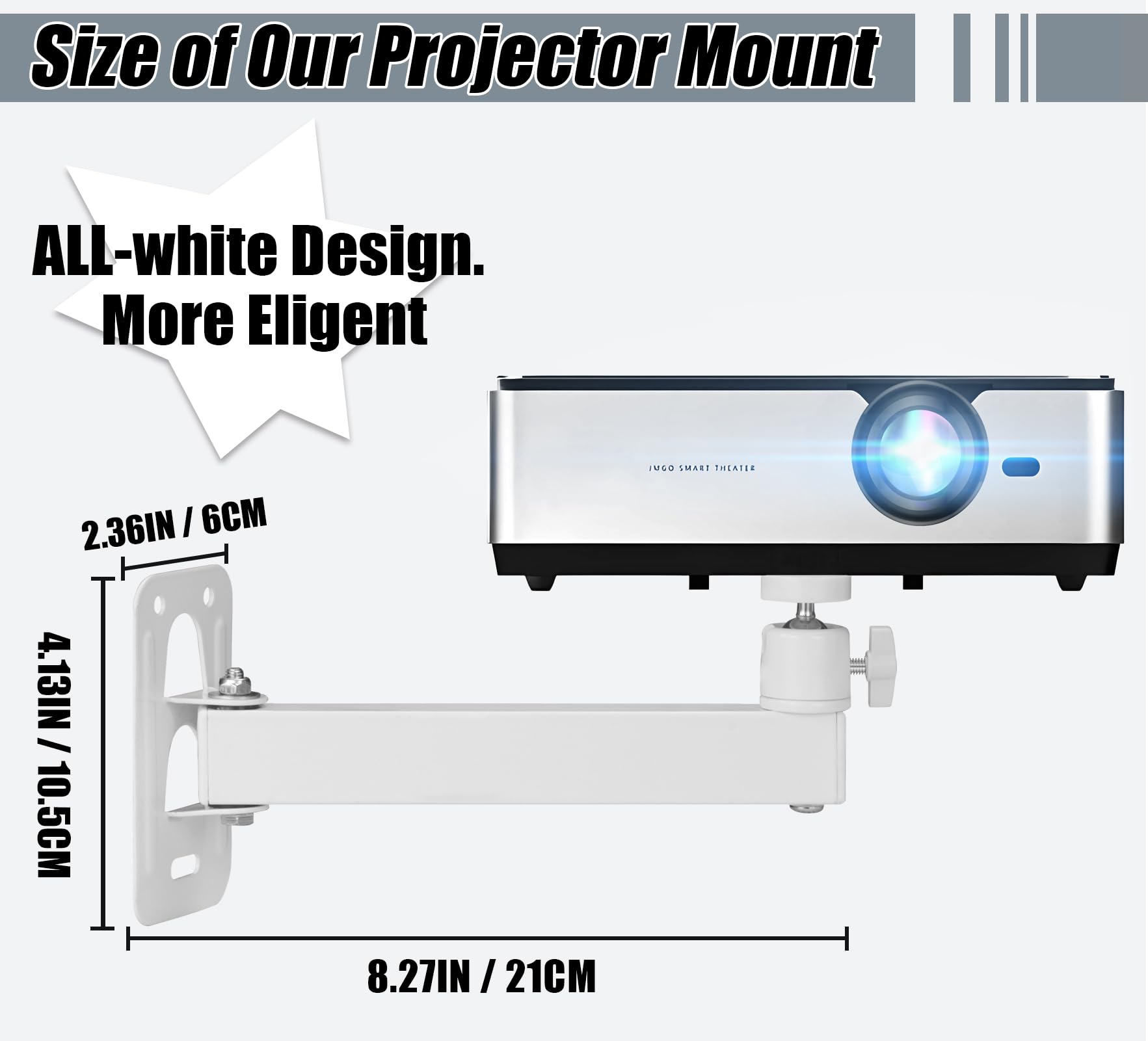 2-Be-Best Projector Wall Mount Mini Projector Mount Length 7.87IN / 20CM Wall Projectors Mounts Adjustable Bracket 1/4