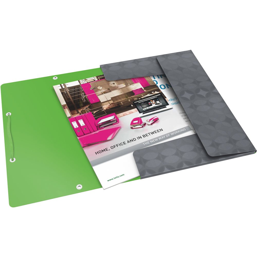 Leitz Carpeta de 3 solapas Retro Chic, Capacidad para 150 hojas, A4, Cierre elástico, Plástico flexible, Gris oscuro, 45150089