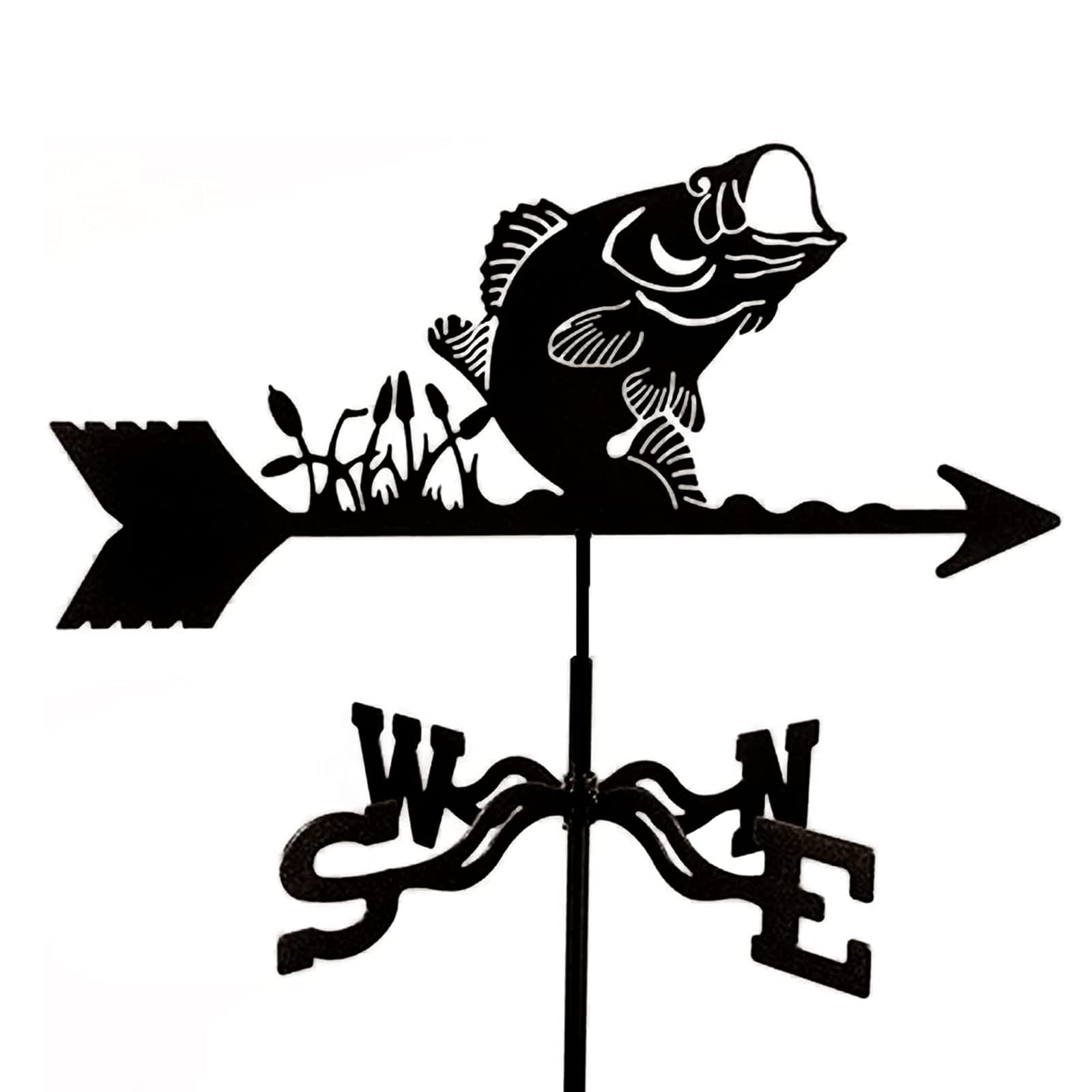 WIQUYBML Frame Weathervane Stainless Steel Wind Vane with Mounting Bracket Direction Indicator Weather Weathercock/Fish/50 * 35Cm