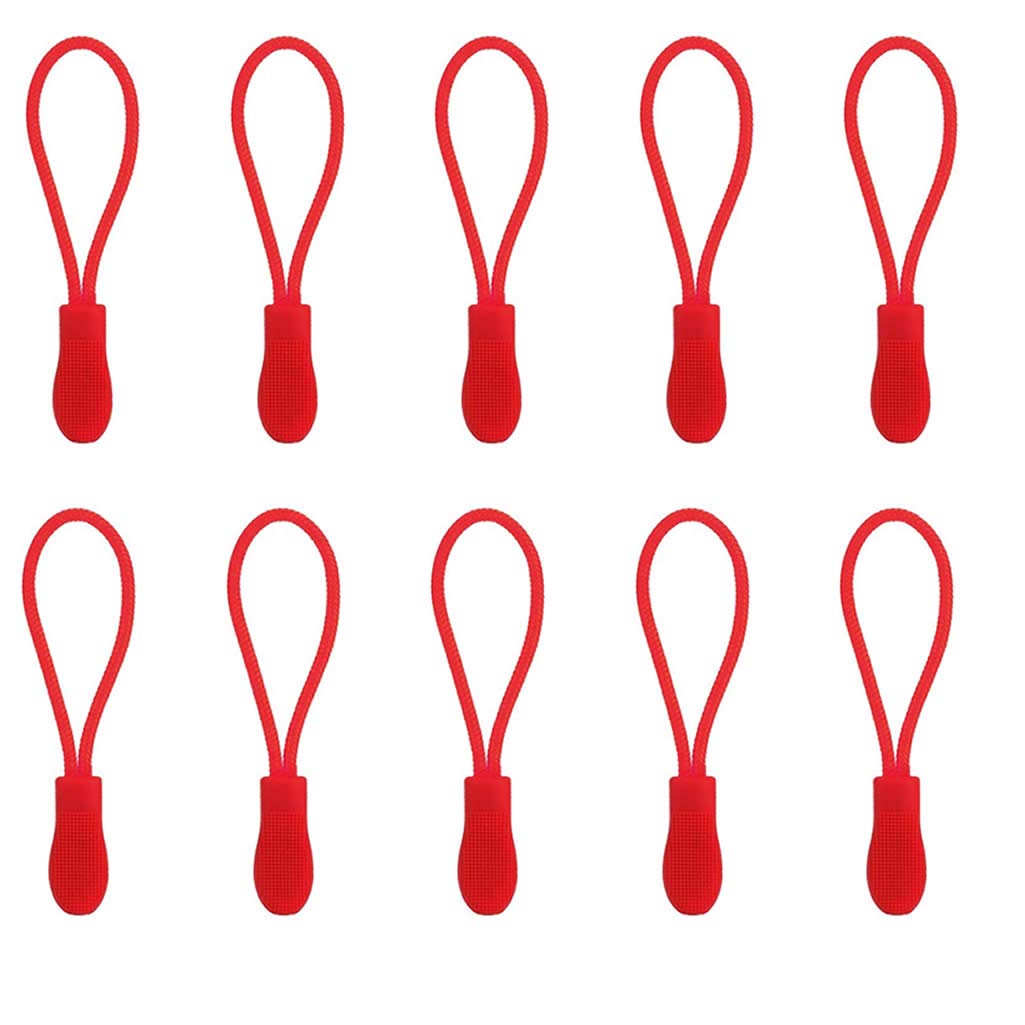 Paper Plane Eco Unisex Red Set Of 10 Zipper Pull Zip Pull Zipper Puller Cord Slider Fastener Jacket Bagpack Replacement (Red)