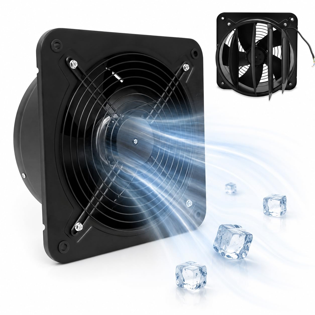 Extractor de Aire 30cm 107W 2677m³/h Metal Negro para Pared Techo