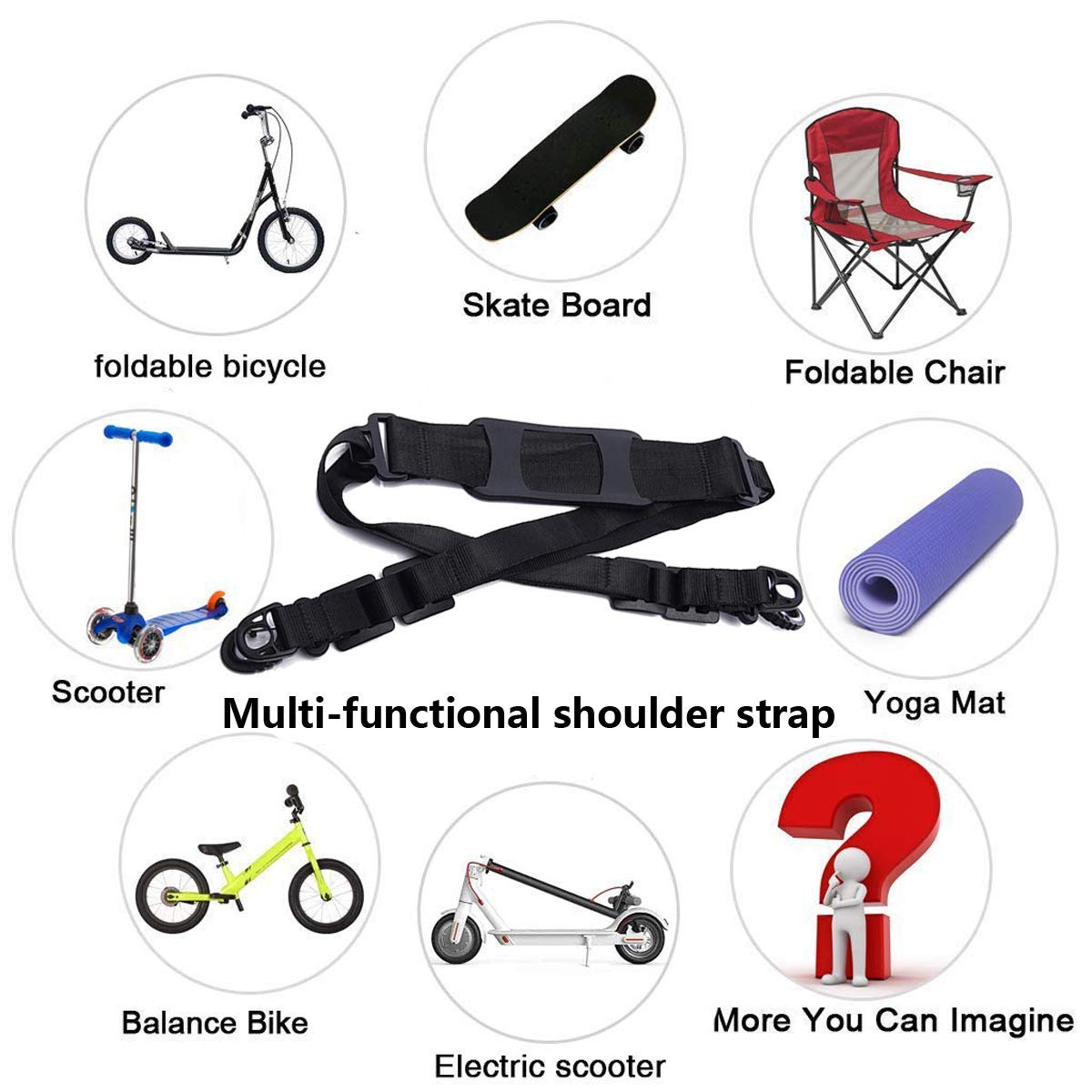 Dragonne De Transport Pour Trottinette électrique – Sangle 22 Cm, Charge Max 50 Kg – Compatible Xiaomi M365, Ninebot, Segway