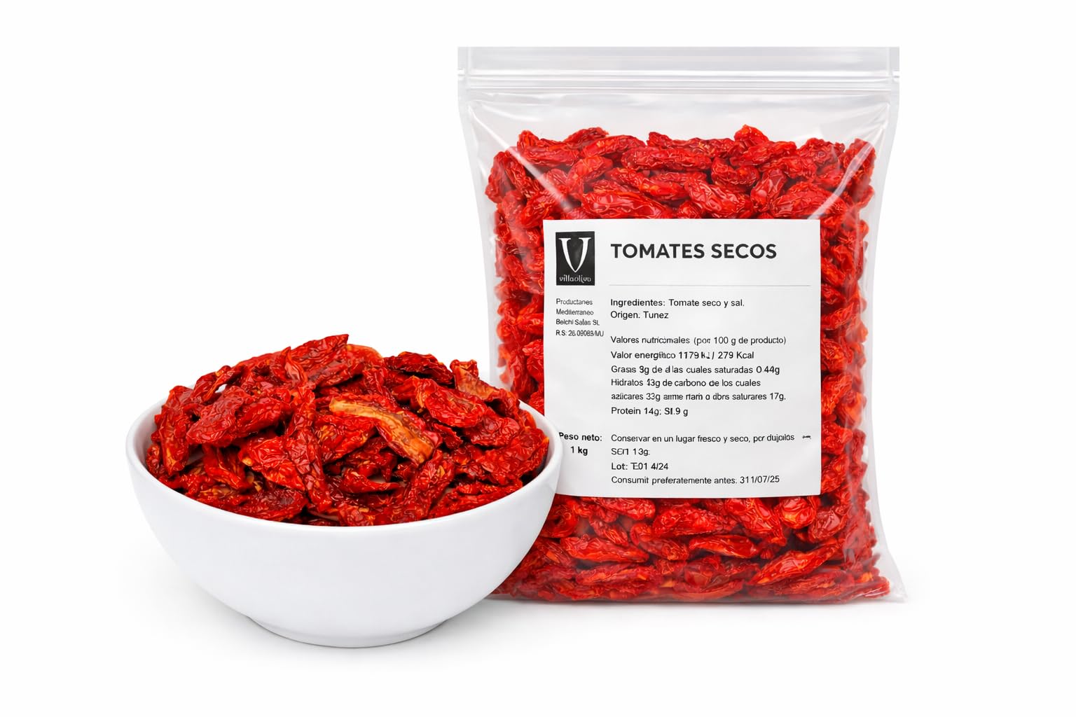 Villaolivo Tomates Secos Deshidratados 1 kg Sabor Intenso Natural Sin Conservantes Gourmet Mediterráneo