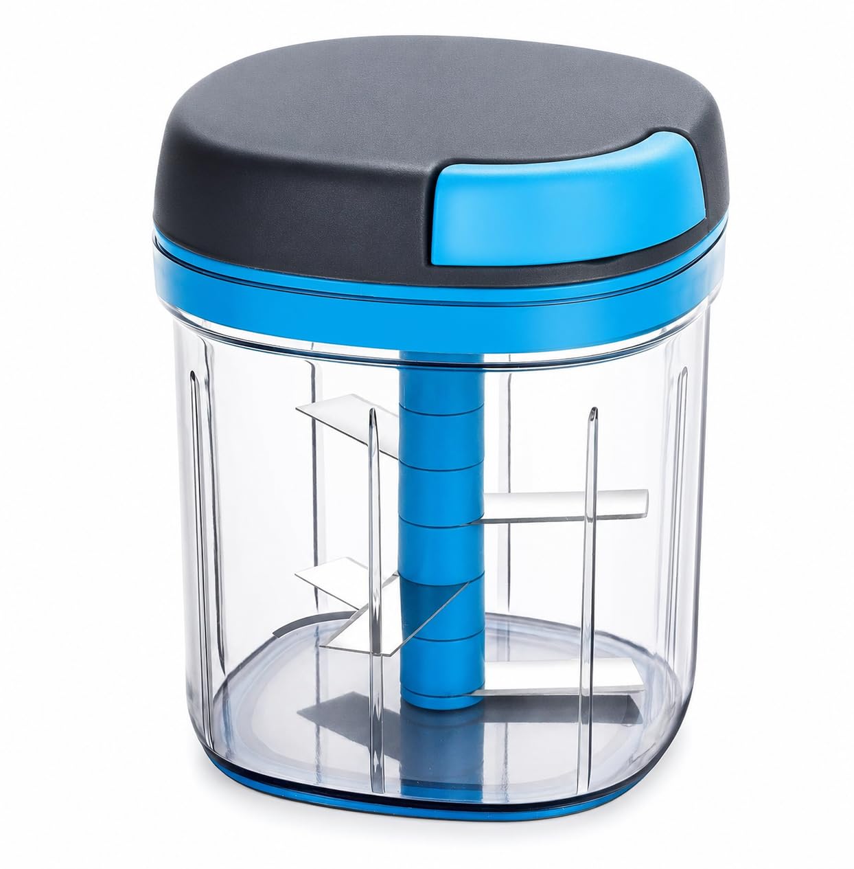 Multipurpose Vegetable Chopper for Kitchen, 900 ML XL Plastic Chopper with 5 Stainless Steel Blades, Onion Cutter, Garlic Crusher, Fruit & Vegetable Chopper for Kitchen Use, Food Chopper-image-21