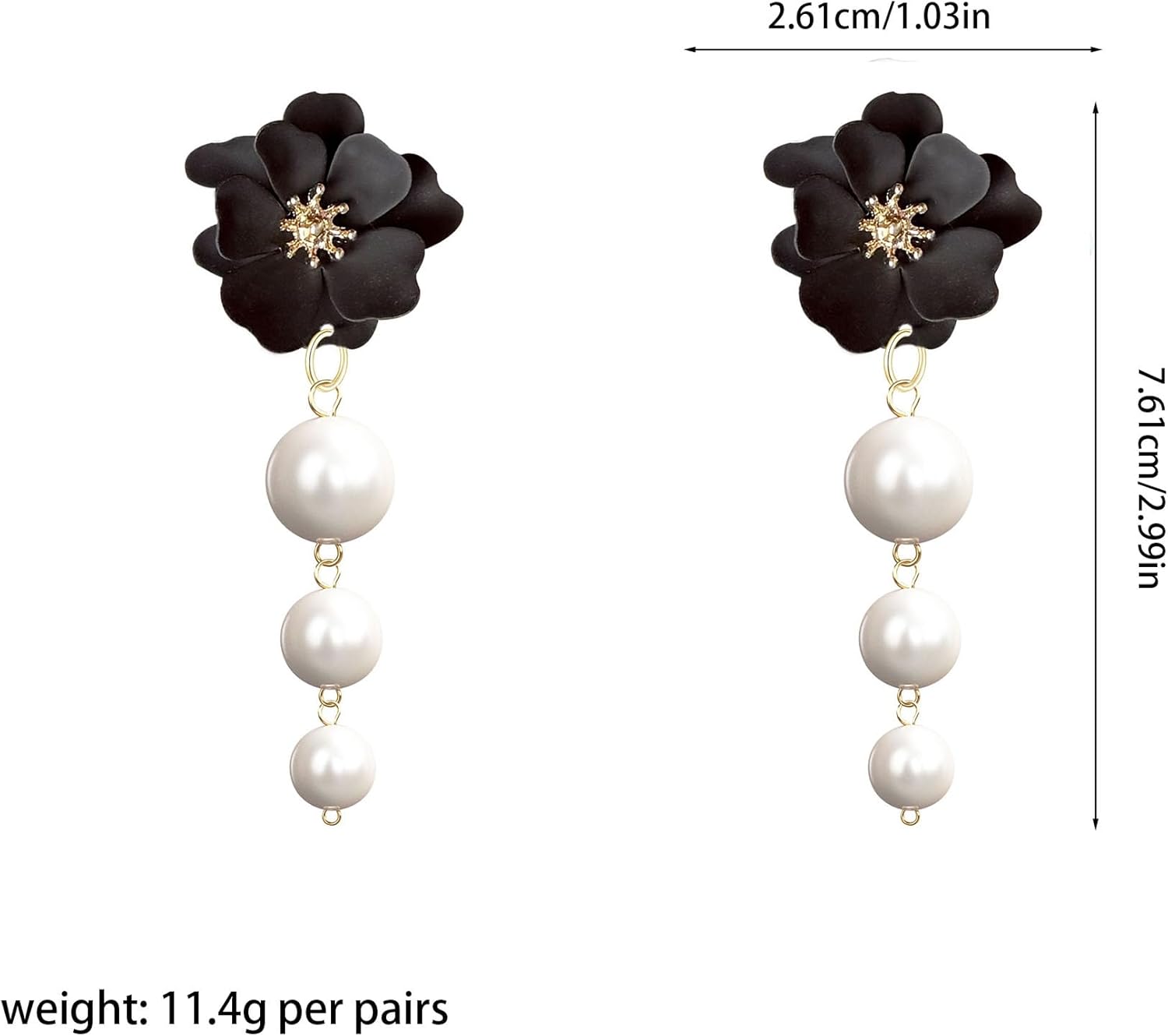 Women Long Floral Pearl Tassel Earrings Dangle Drop Faux Pearl Flower Stud Earrings Bridal Party Jewelry - Image 4