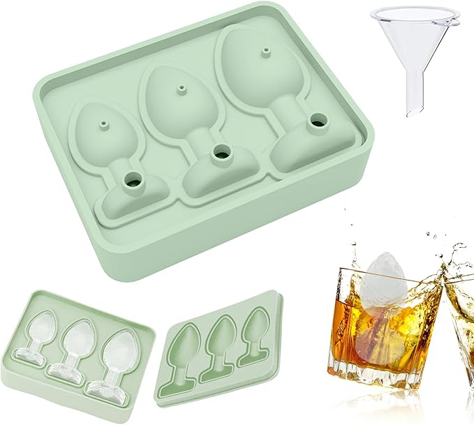 Moule à Glaçons en Silicone pour Adulte, Moule à Glaçon Rigolo Avec Couvercle Silicone pour Adulte, Sans Bpa, pour Cocktail, Whisky, Bière, Café, Empilable et Réutilisable Bacs à Glaço (Green)