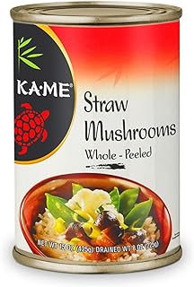 Ka-Me Whole Peeled Straw Mushrooms - Best For Soup And Stir Fry - 15 Oz. (Pack of 12)