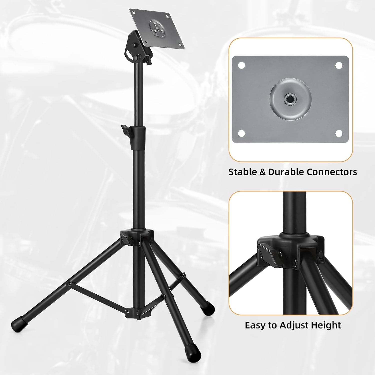 TENTEOTEN Electronic Mounting Stand with Plate, Portable Mounting Stand for Electronic Modules & Controller Multi Pads and Drum Pads (Black)