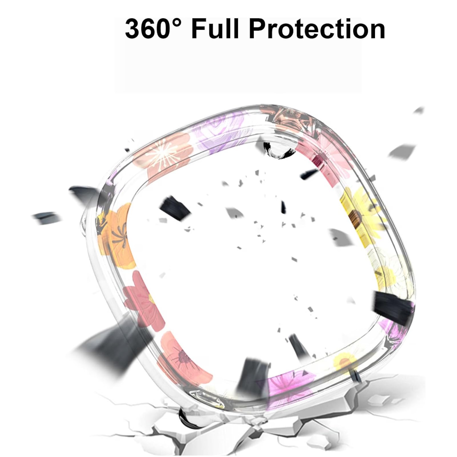 Paquete de 6 fundas protectoras 2 en 1 compatibles con Fitbit Google Ace LTE, parachoques de policarbonato duro, cubierta de pantalla de vidrio templado integrado, resistente a los golpes