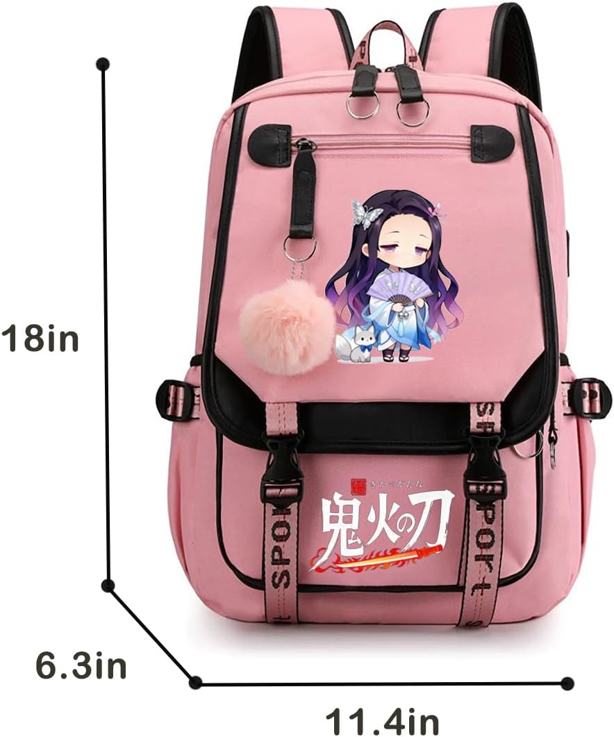 Anime Backpack for Girls, School Backpack with USB Port, Casual Daypack for Anime Lovers, Travel & Daily Use